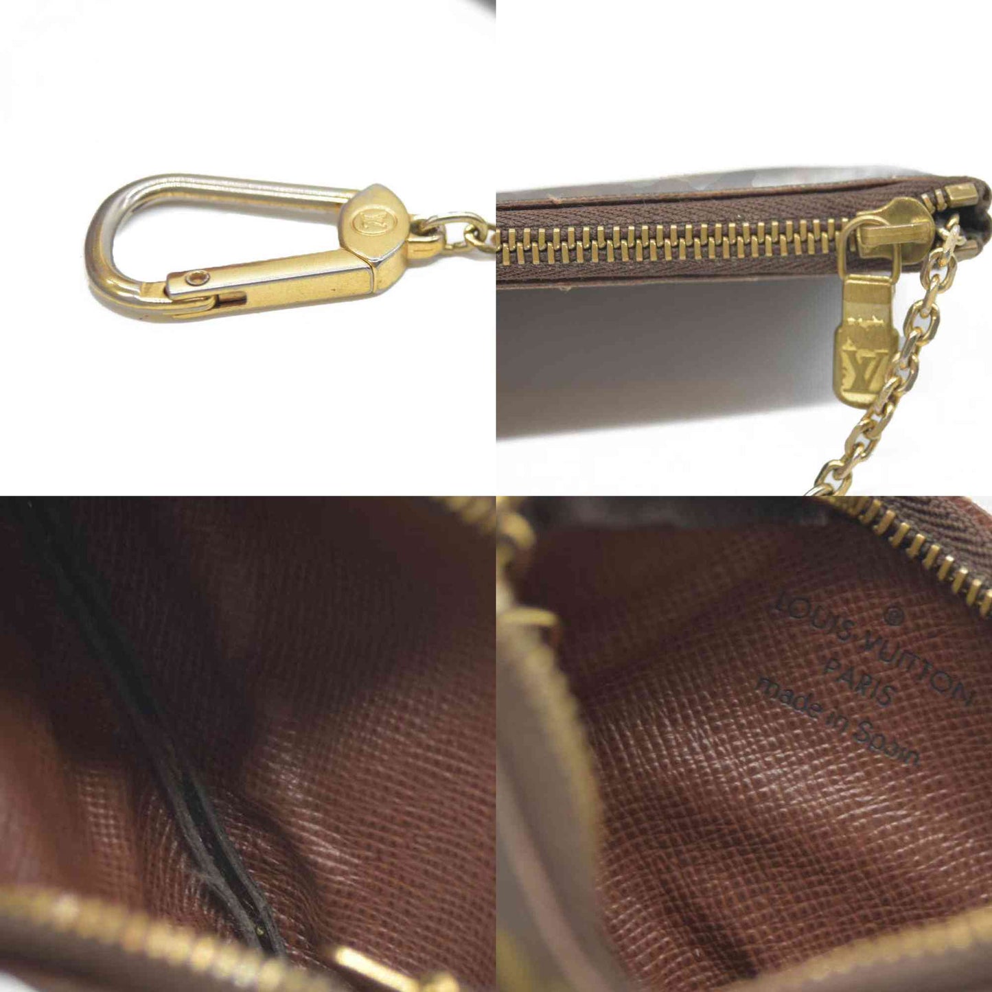 Louis Vuitton Monogram Pochette Cles Wallet Coin Purse Brown