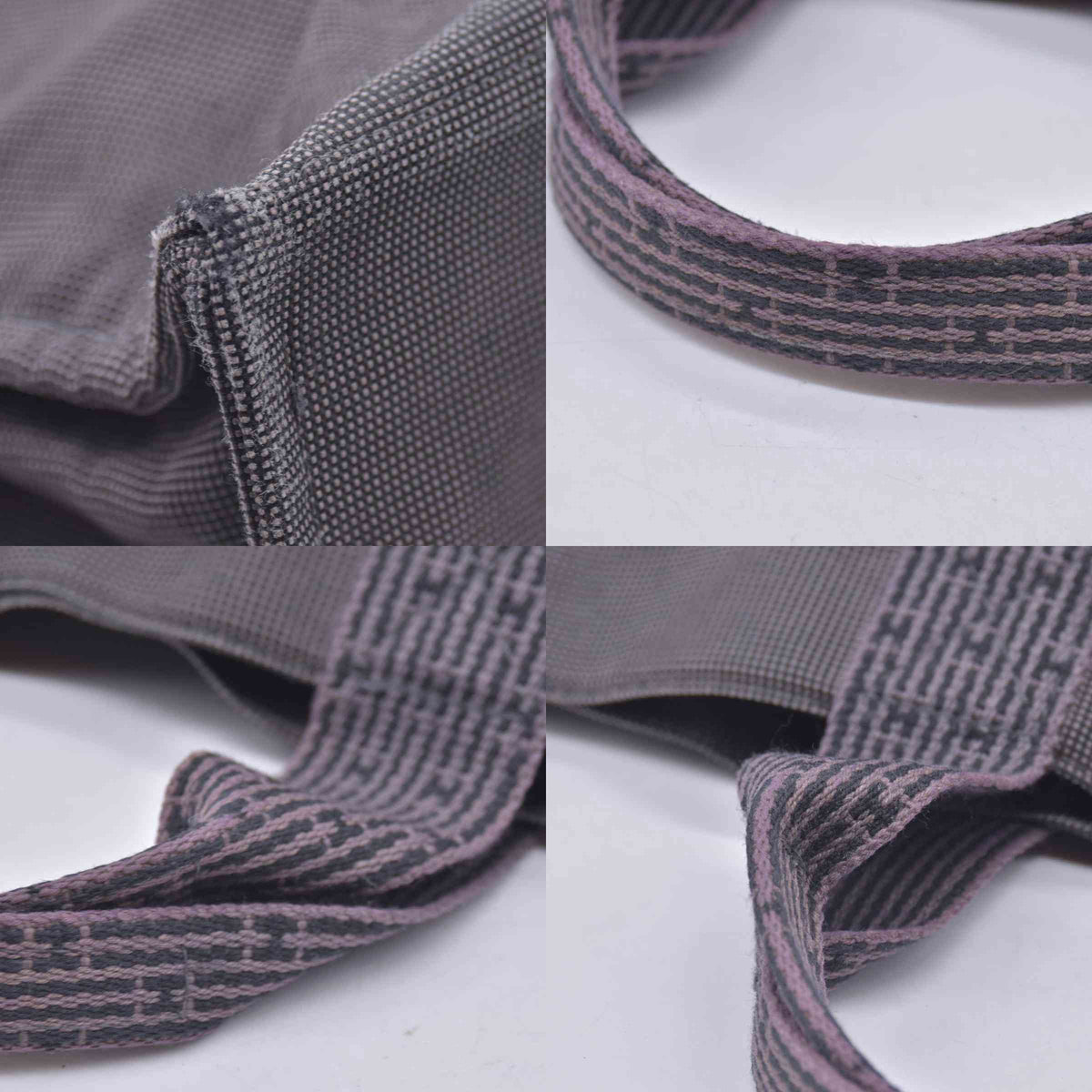 $850 HERMES Toile Herline Tote MM Grey CONSIGNMENT 10021184