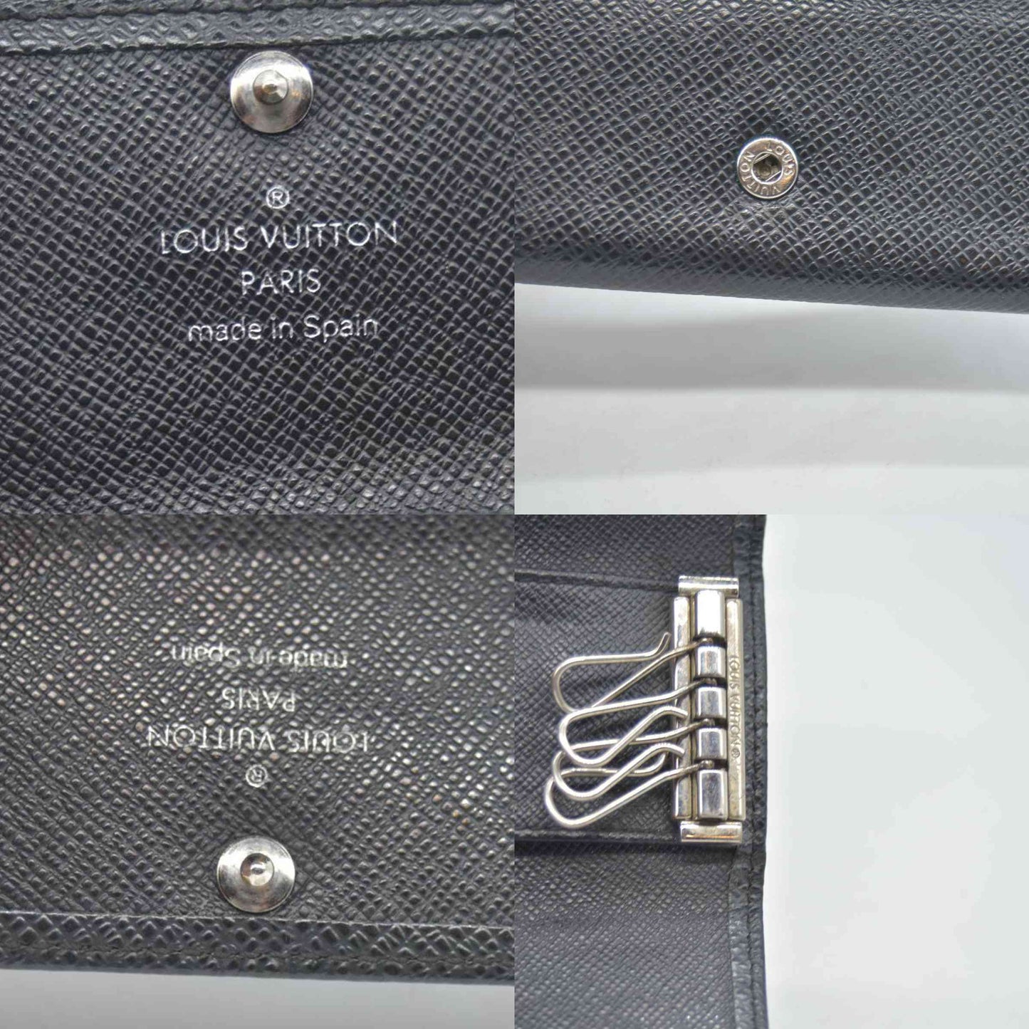 $360 2009 LOUIS VUITTON Taiga 4 Key Multicles Key Holder Black CONSIGNMENT CA2089