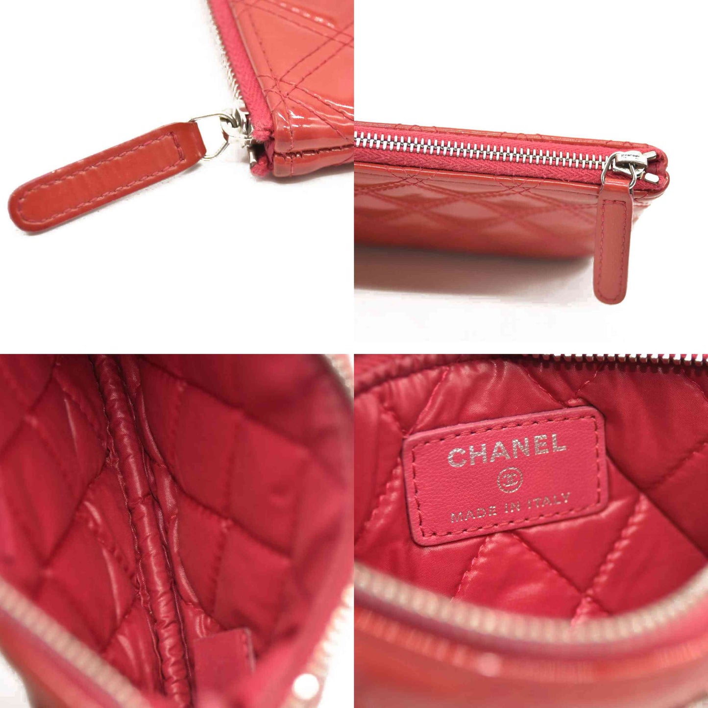 Chanel  Patent Quilted Small Cosmetic Case Pink