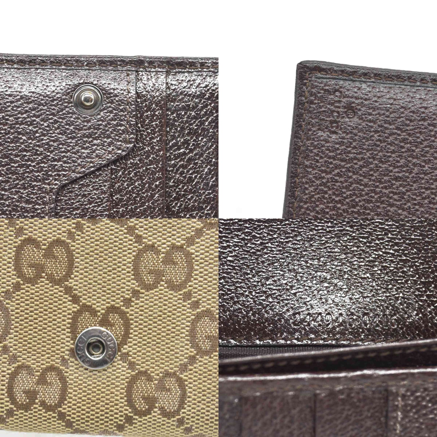 $690 Gucci GG Canvas Logo Plaque Bifold Wallet CONSIGNMENT