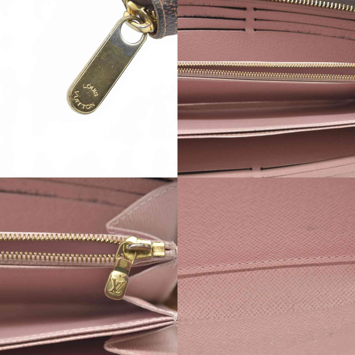 $915 2018 Louis Vuitton Damier Ebene Zippy Wallet Rose Ballerine GI2188