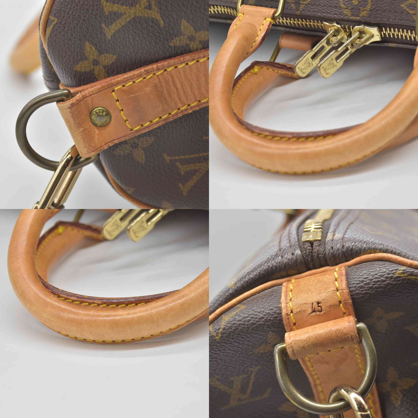 $2650 1991 Louis Vuitton LV Boston Bag Keepall Bandouliere 45 Brown Monogram MI0911