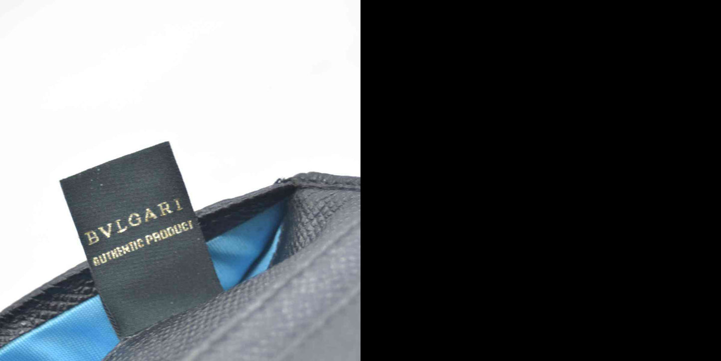 $790 BVLGARI Leather Bifold Long Wallet Black CONSIGNMENT