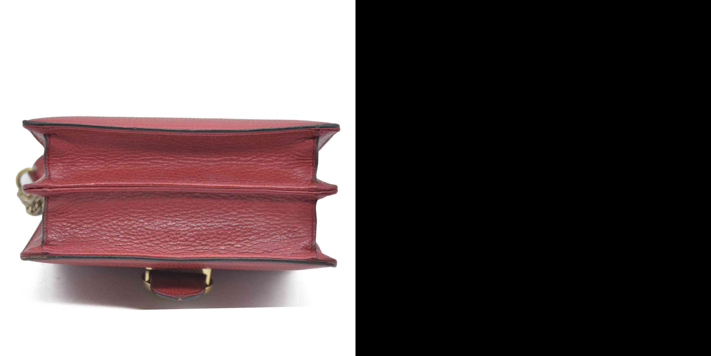 AUCTION $1550 Gucci  Dollar Calfskin Interlocking G Shoulder Bag Red