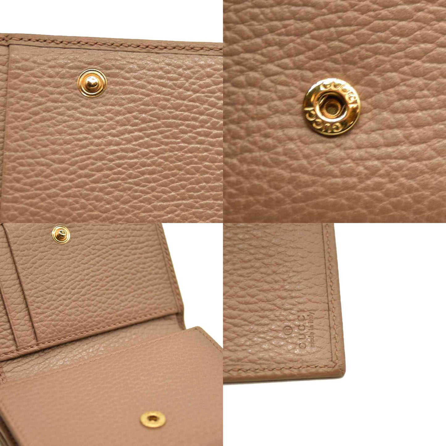 GUCCI GG Marmont Leather Compact Trifold Wallet Beige