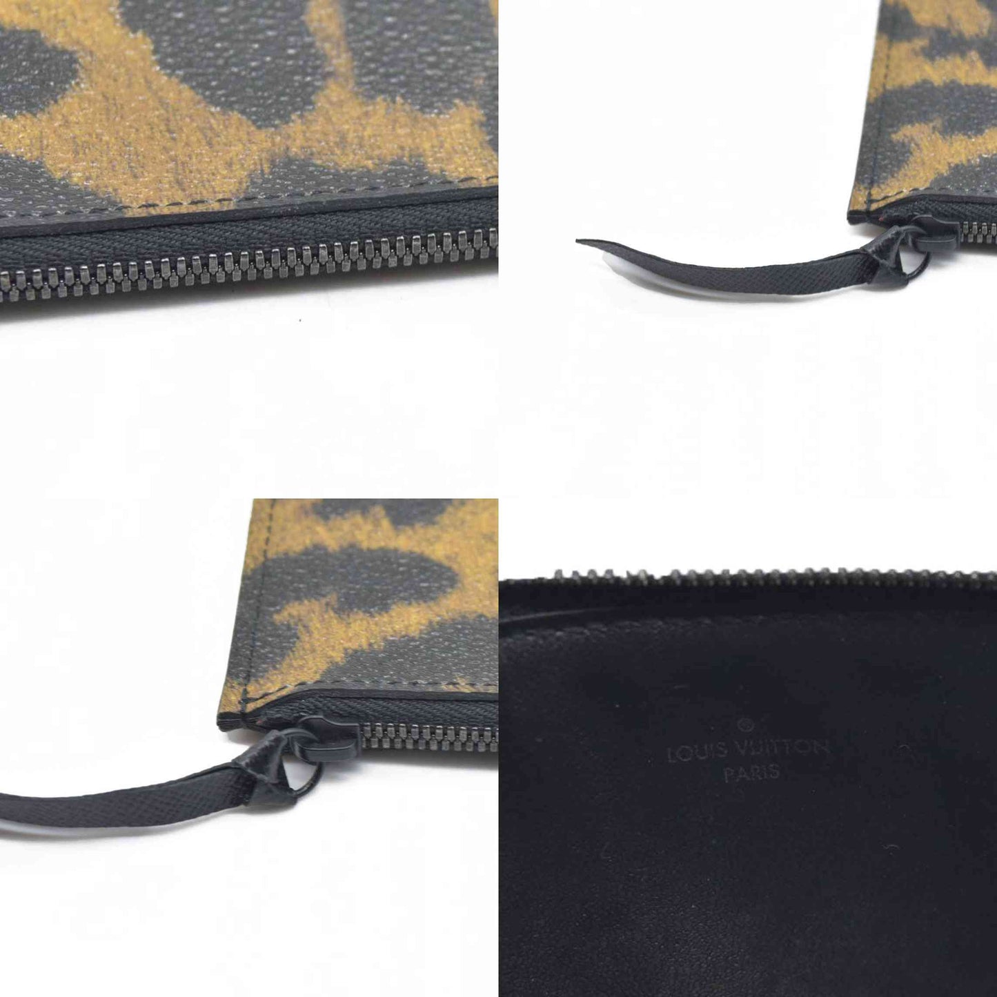 $600 Louis Vuitton Monogram Leopard Pochette Felicie Zipper Insert