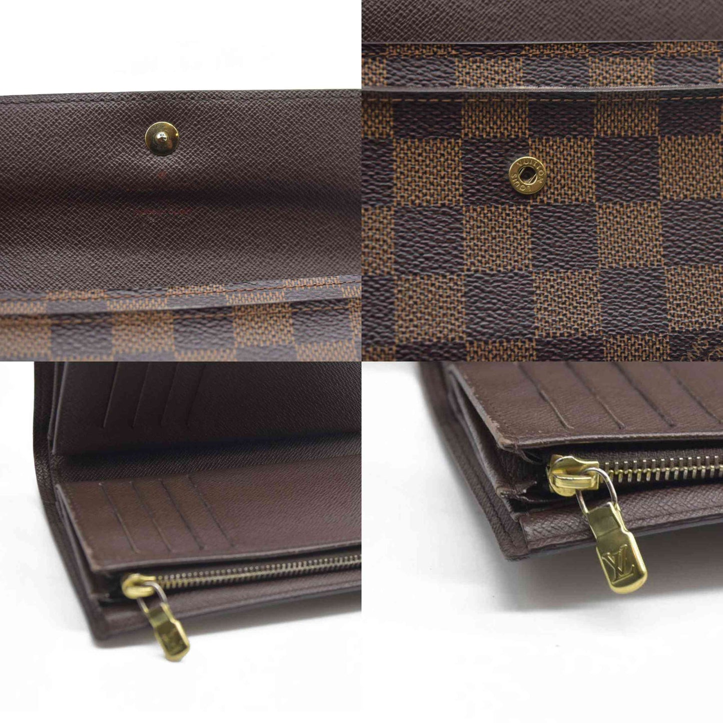 AUCTION $610 Louis Vuitton  Damier Ebene Porte Tresor Etui Papiers Wallet CA3079