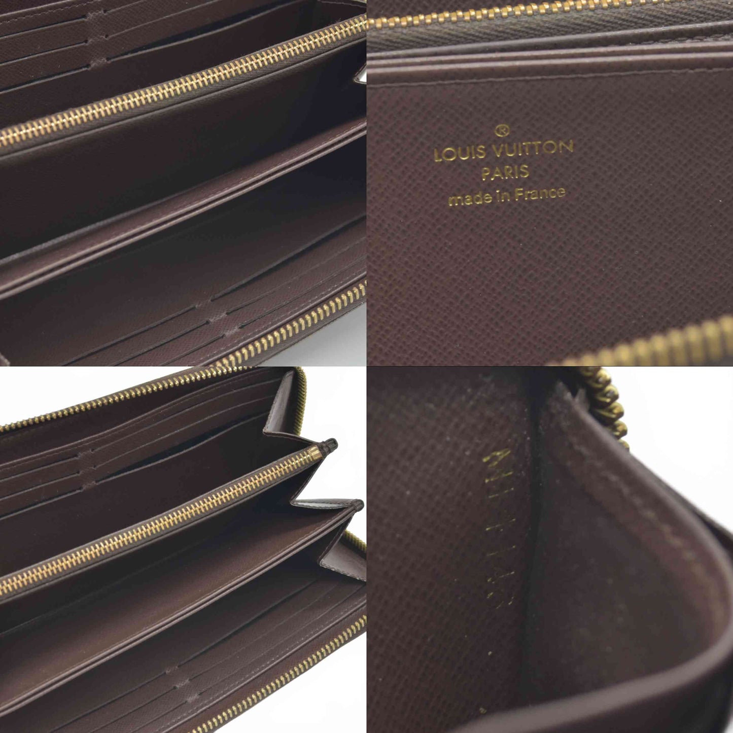 Louis Vuitton Damier Zippy Zip Around Long Wallet Purse Brown MI1146