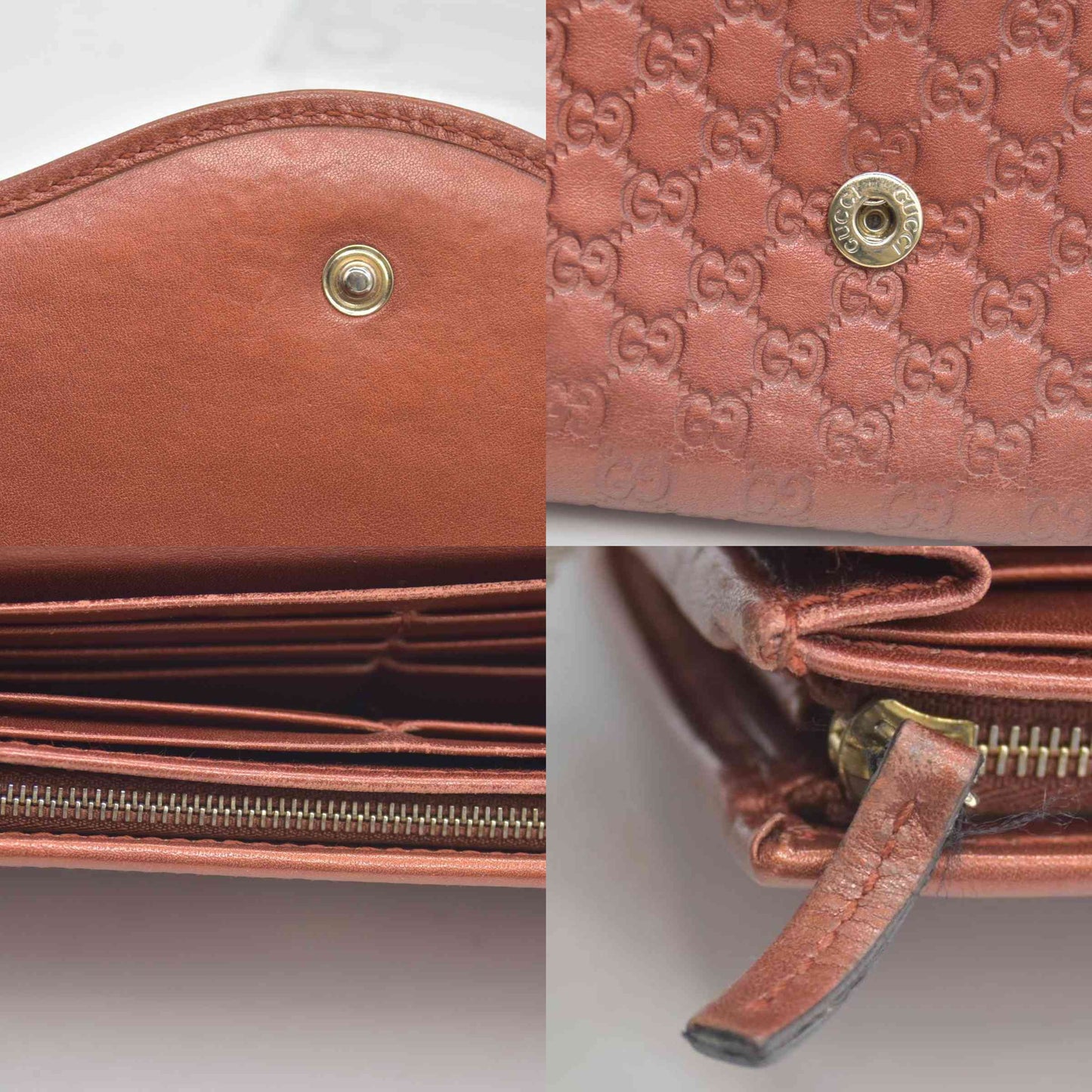 $880 Gucci  Sukey Microguccissima Pattern Continental Wallet Dark Pink CONSIGNMENT