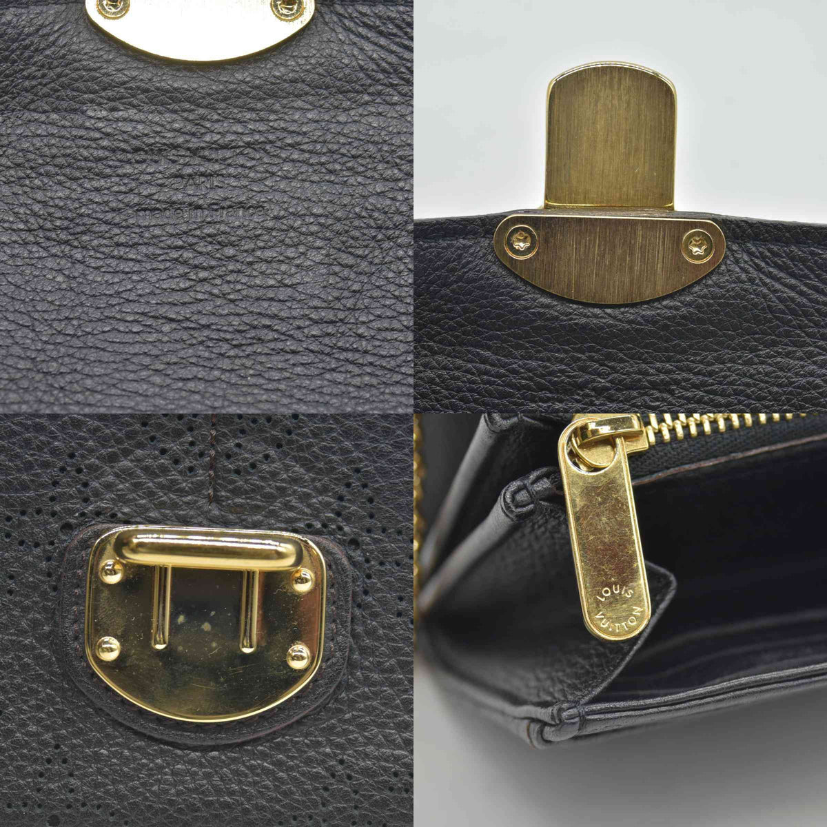 $1130 2014 Louis Vuitton Mahina Amelia Wallet Black CONSIGNMENT TN0184