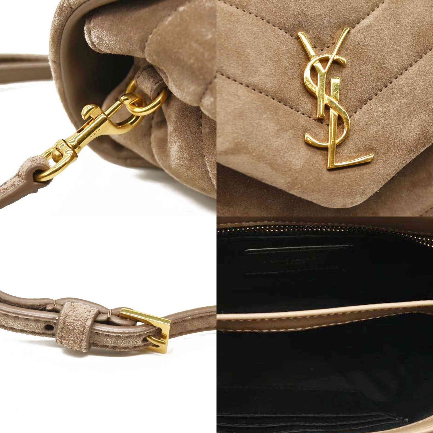 SAINT LAURENT  Suede Toy Loulou Shoulder Bag Taupe