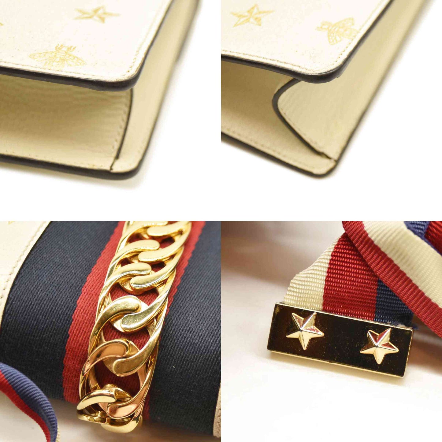 Gucci  Calfskin Small Sylvie Shoulder Bag Off White