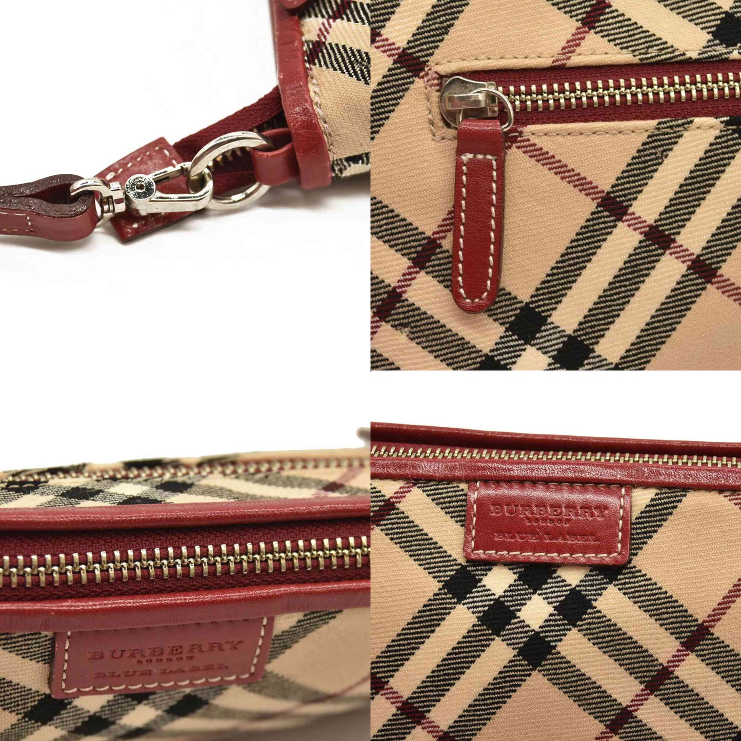 Burberry Haymarket Check Pochette Military Red