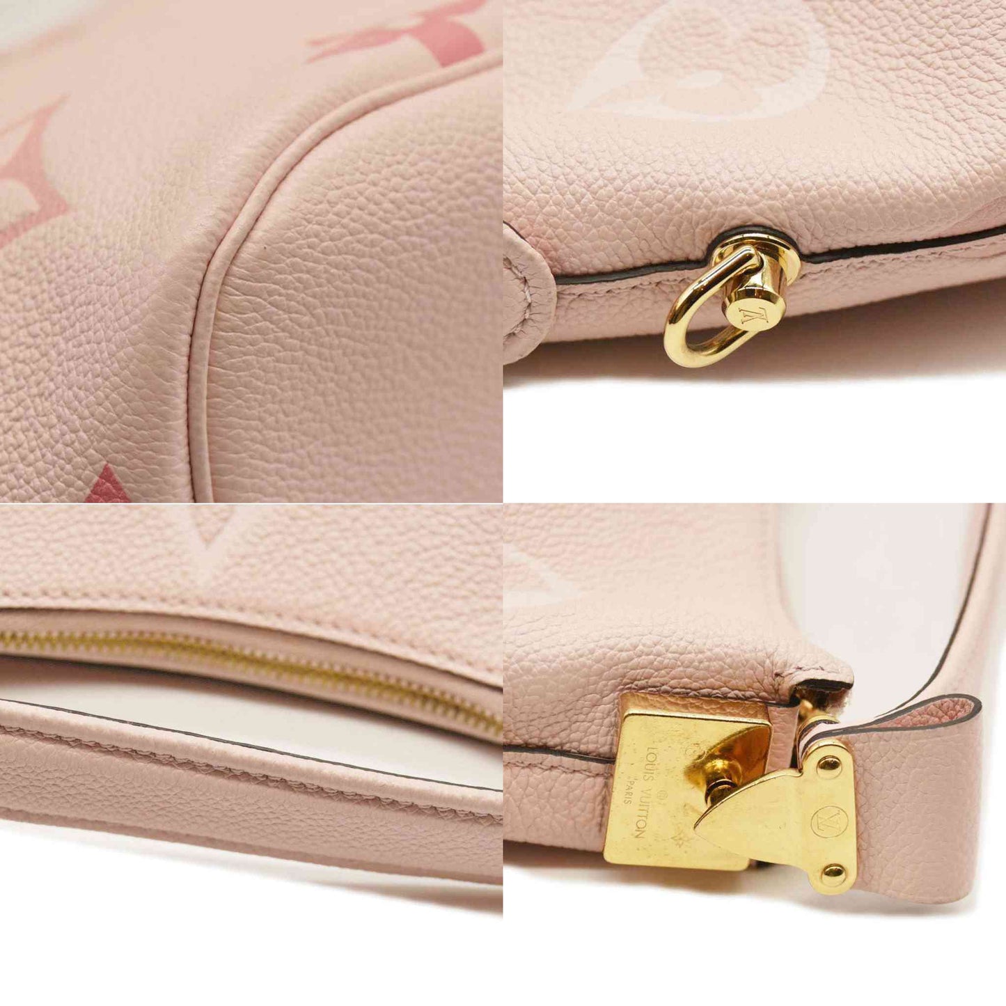 Louis Vuitton  Empreinte Monogram Giant By The Pool Marshmallow Hobo PM Bouton De Rose  SN0221