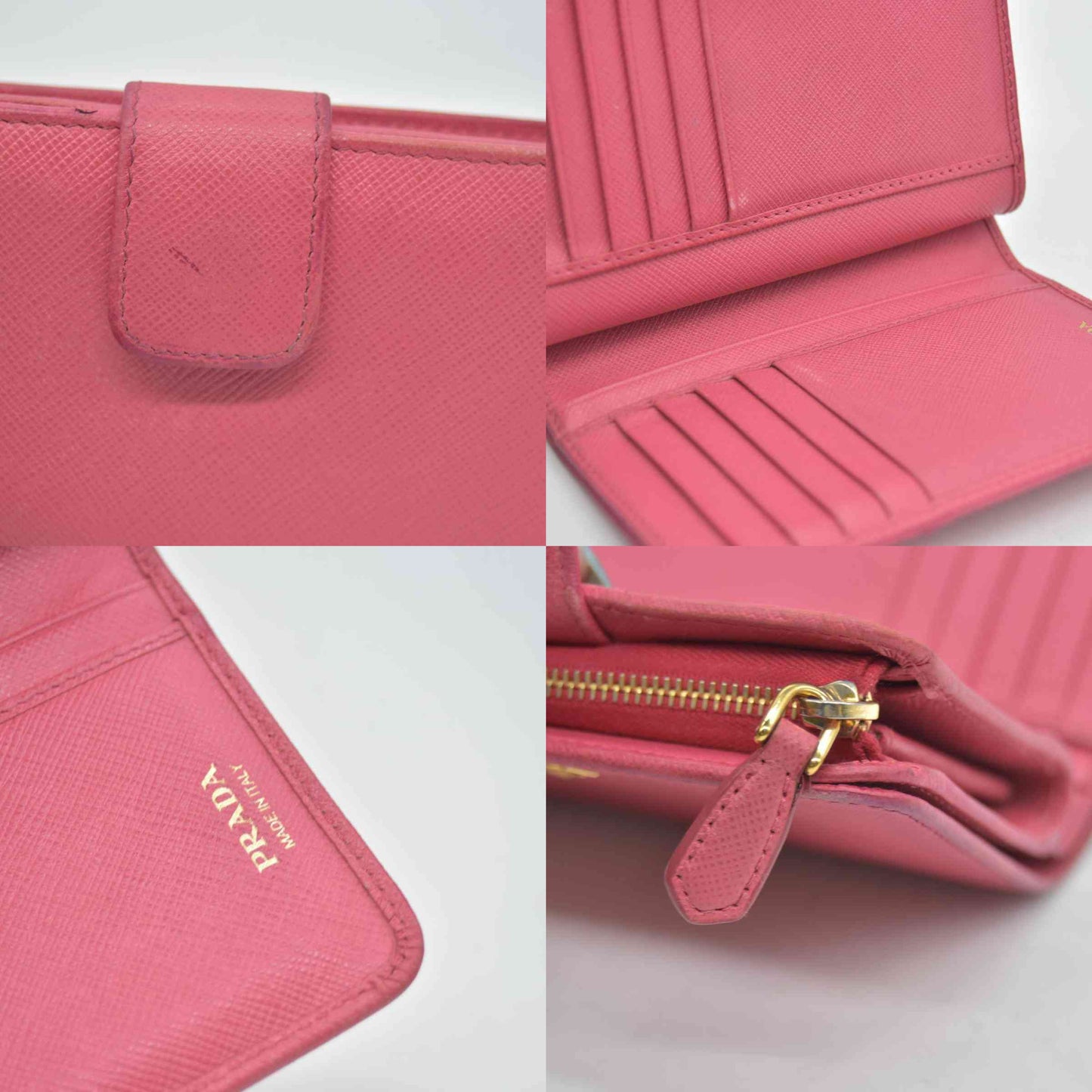 $650 PRADA Saffiano Compact Wallet Pink CONSIGNMENT