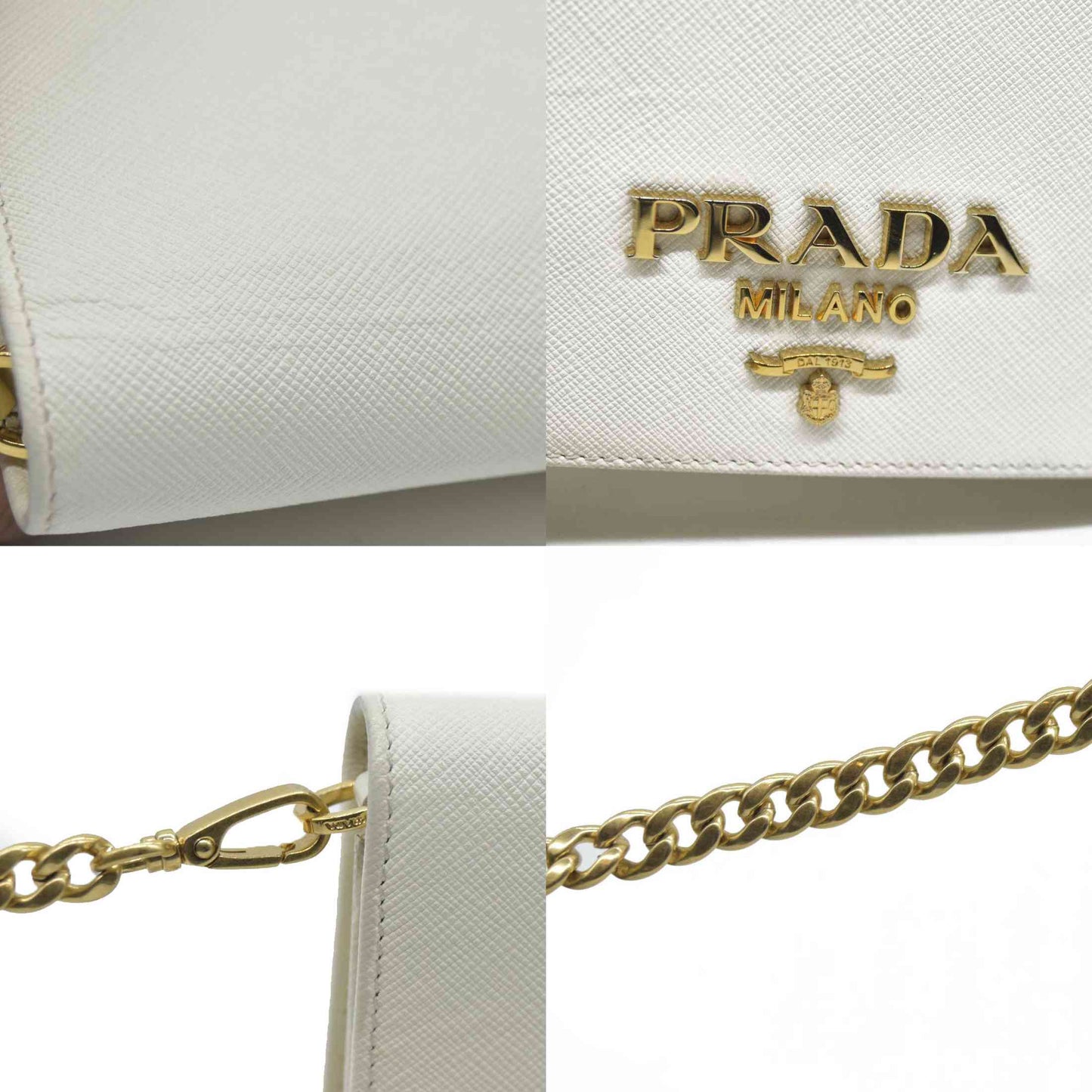 $2100 Prada White Saffiano Leather Mini Crossbody Flap Bag