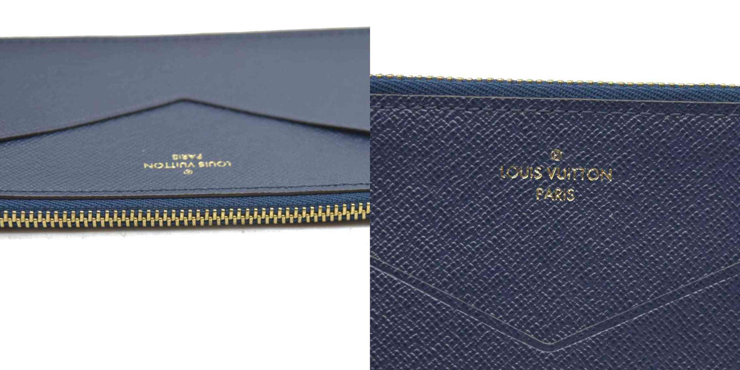 Louis Vuitton  Calfskin Jeanne Wallet Zippered Insert Dark Blue