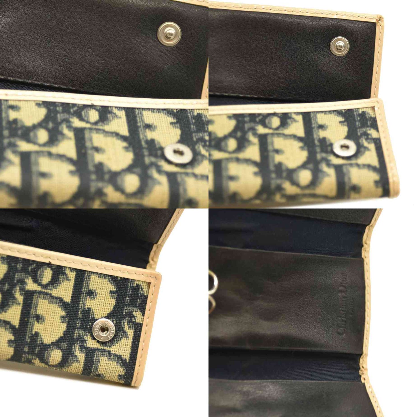 Christian Dior  Monogram Girly Oblique Trotter PVC 4 Ring Key Case Navy blue