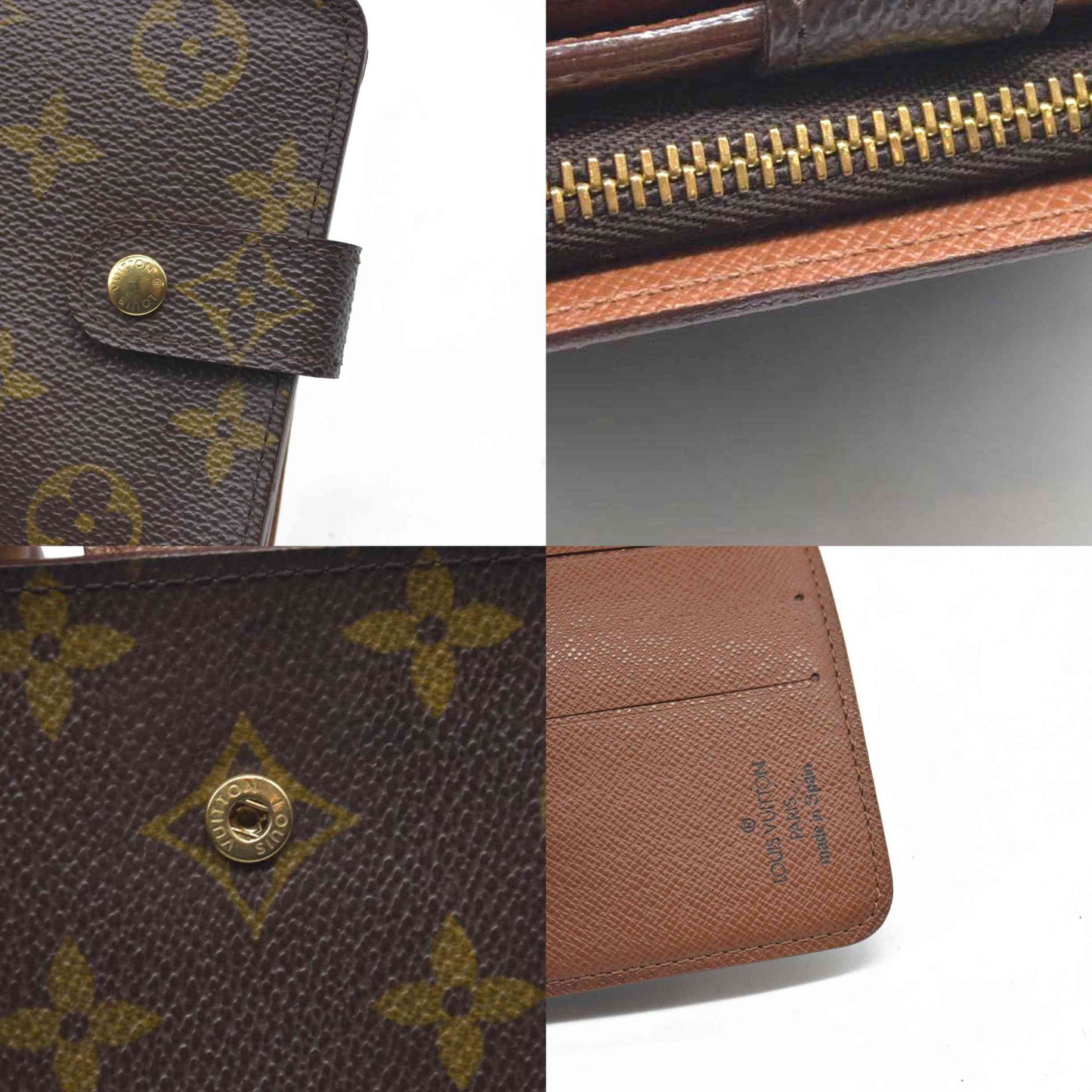 $590 Louis Vuitton Monogram Compact Zip Bifold Wallet Brown CA1908 1998 CONSIGNMENT