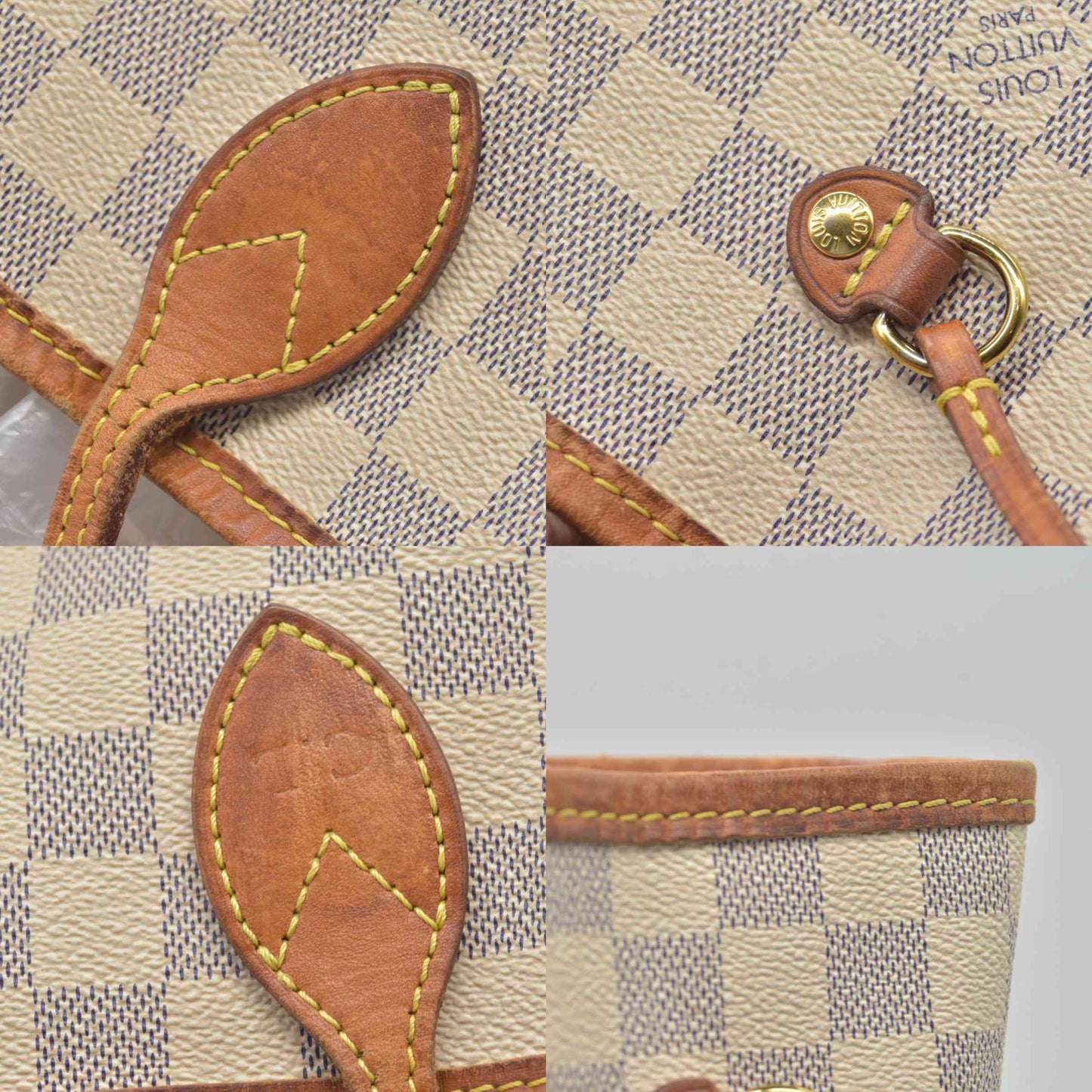 $2170 Louis Vuitton Damier Azur Neverfull MM AR0115