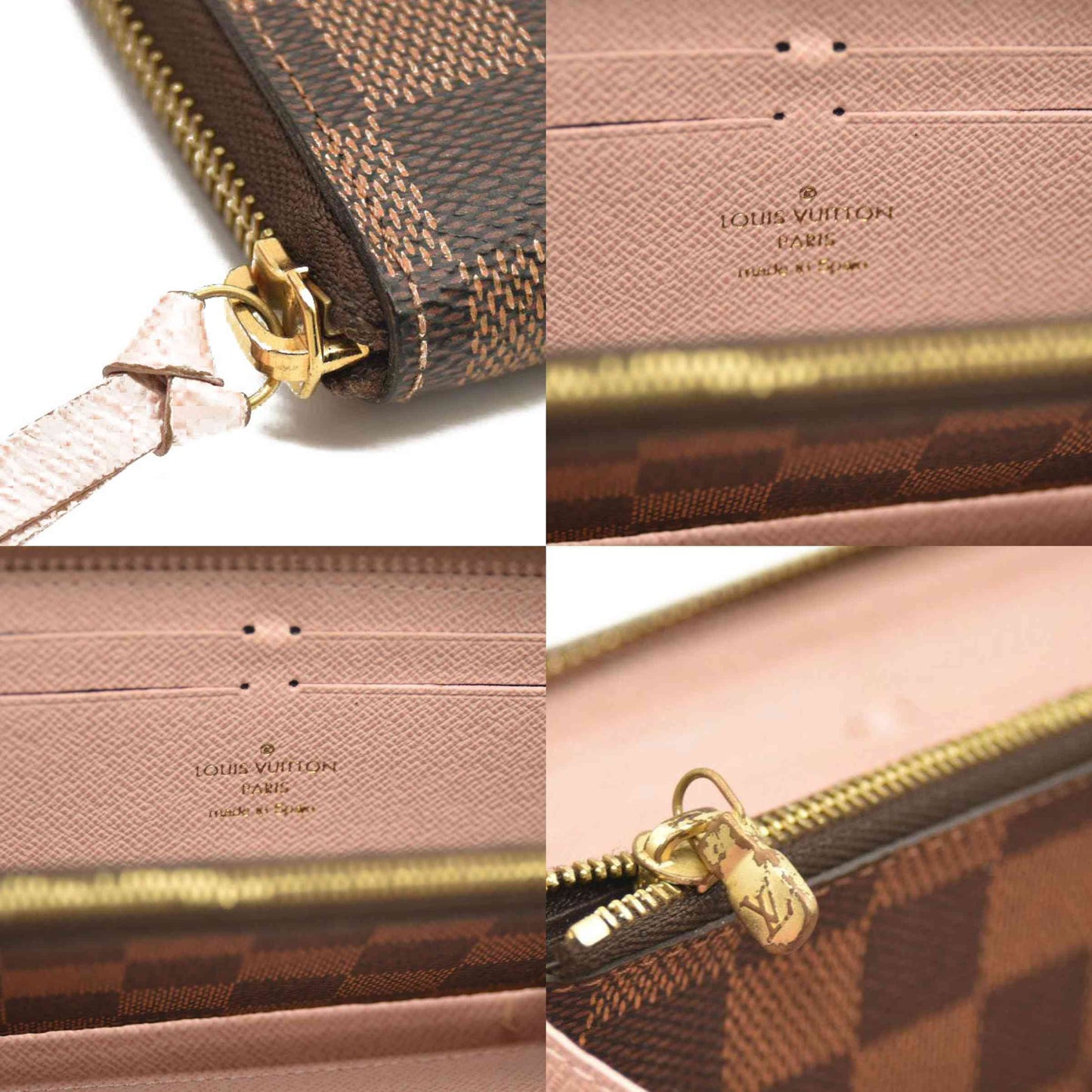 LOUIS VUITTON  Damier Ebene Clemence Wallet Rose Ballerine G2176