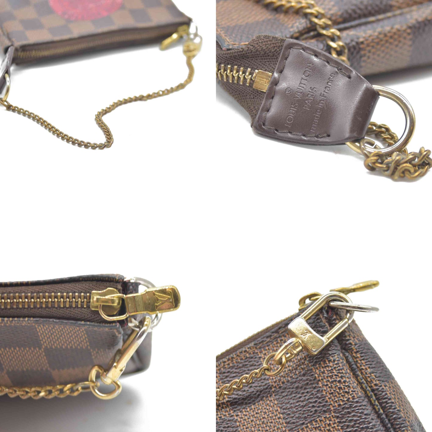 Louis Vuitton Damier Ebene Complice Trunks and Bags Mini Pochette Accessories Red FL1028