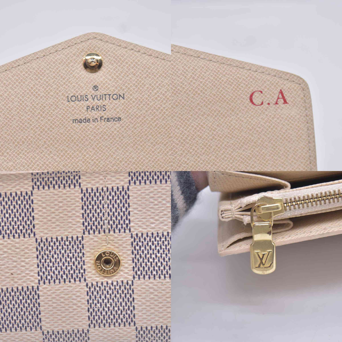 $800 2015 Louis Vuitton Damier Azur Sarah Wallet NM CT3185 Initial CA CONSIGNMENT 10021275