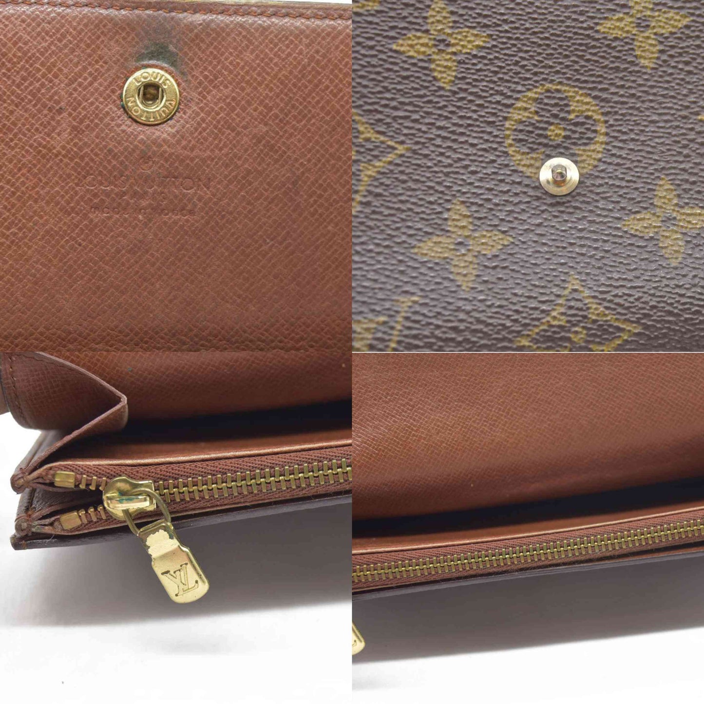 $770 Louis Vuitton Monogram Portefeiulle Sarah Long Bifold Wallet Brown 882AN