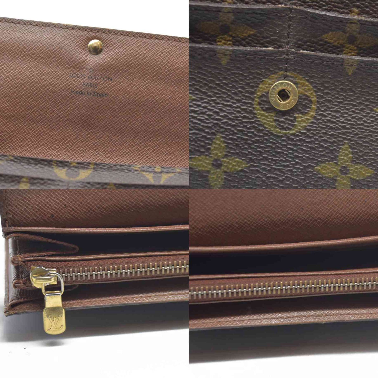 $725 Louis Vuitton Monogram Portefeiulle Sarah Long Bifold Wallet Brown CA6008