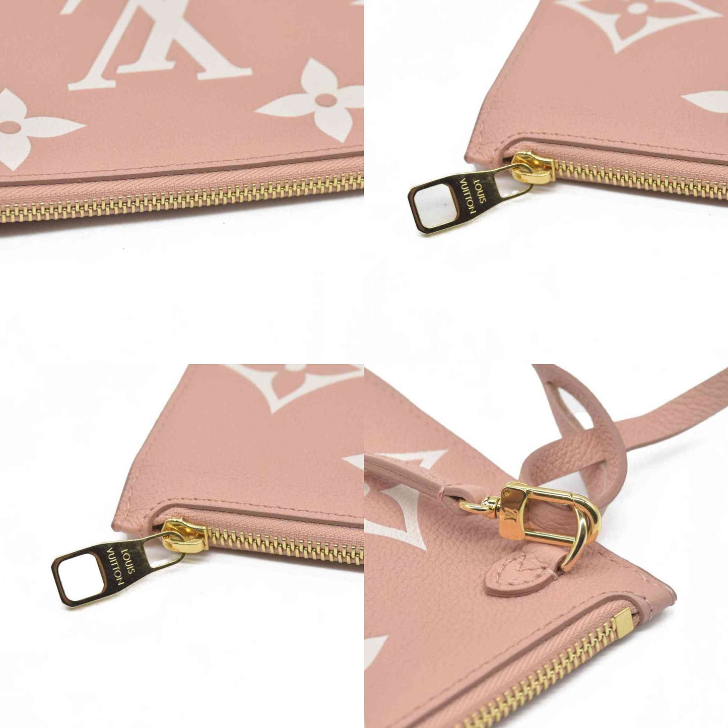 $1200 Louis Vuitton Empreinte Monogram Giant Neverfull MM Pochette Rose Trianon Pink