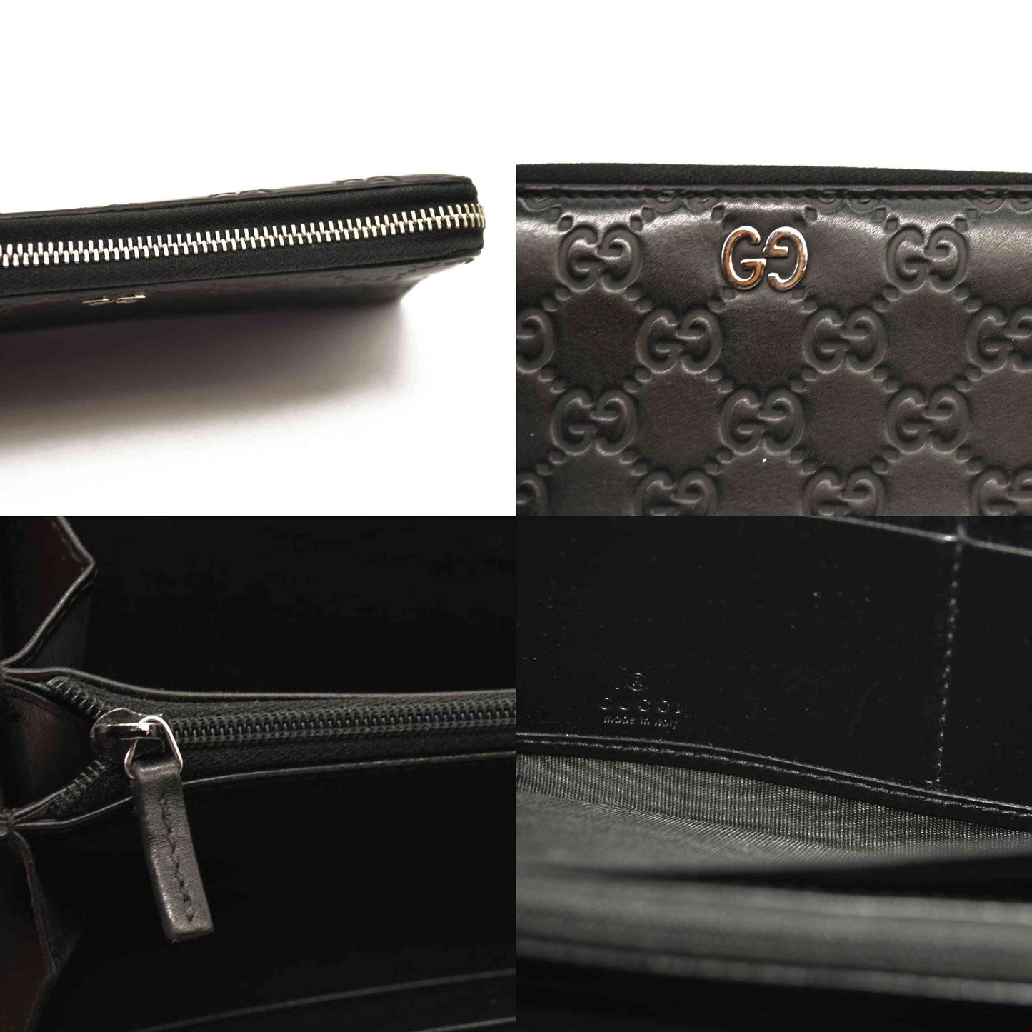 Gucci Black Guccissima Zip Around Wallet