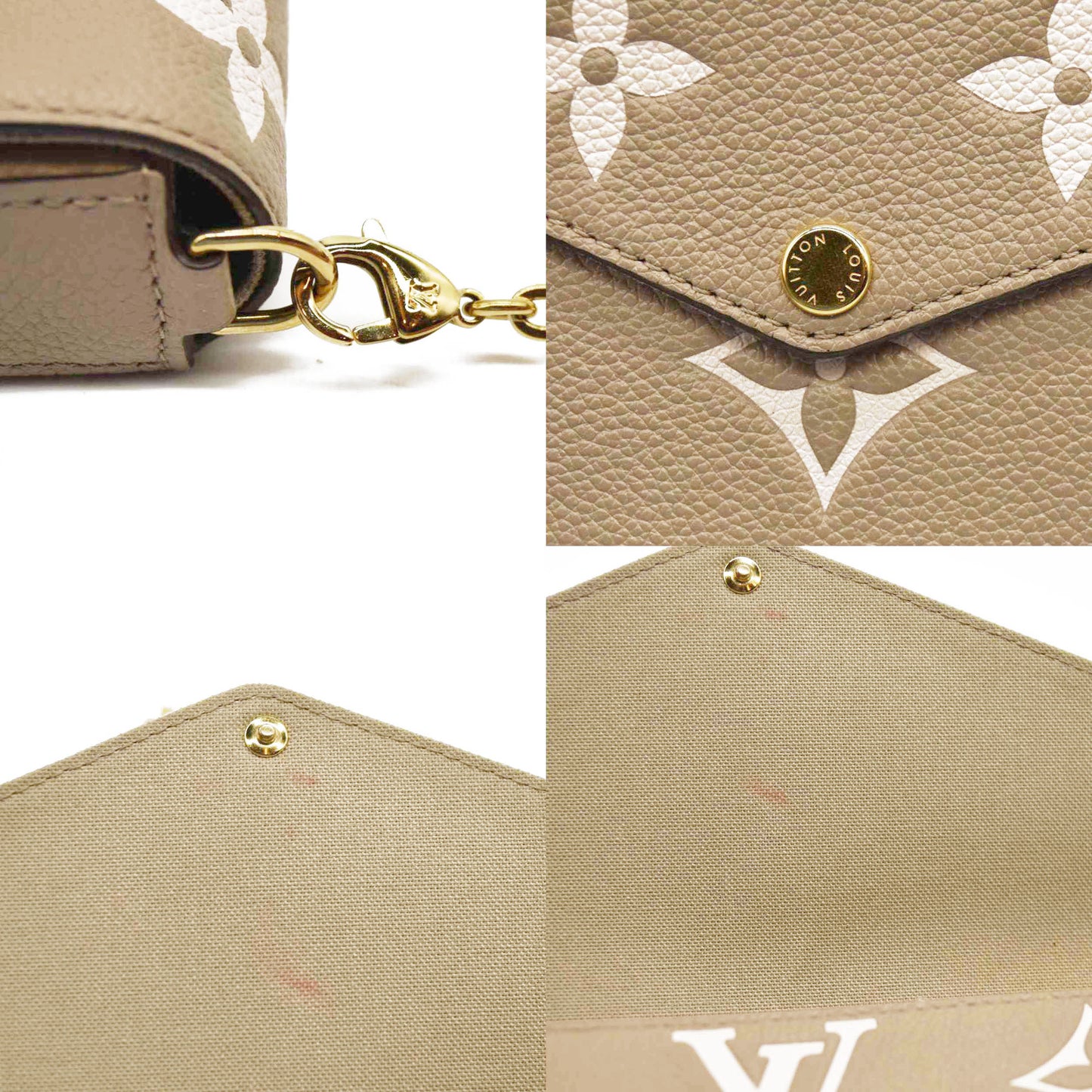 LOUIS VUITTON  Empreinte Monogram Giant Felicie Pochette Tourterelle Creme RFID