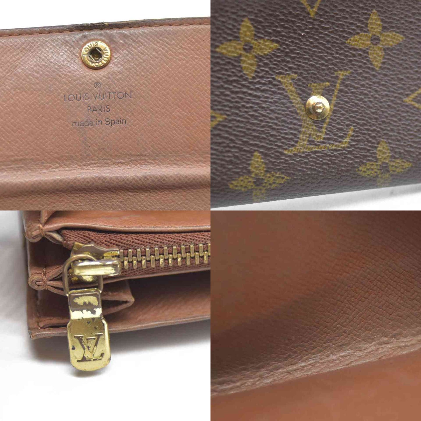 Louis Vuitton Monogram Porte Monnaie Zip Bifold Wallet Brown CA1906