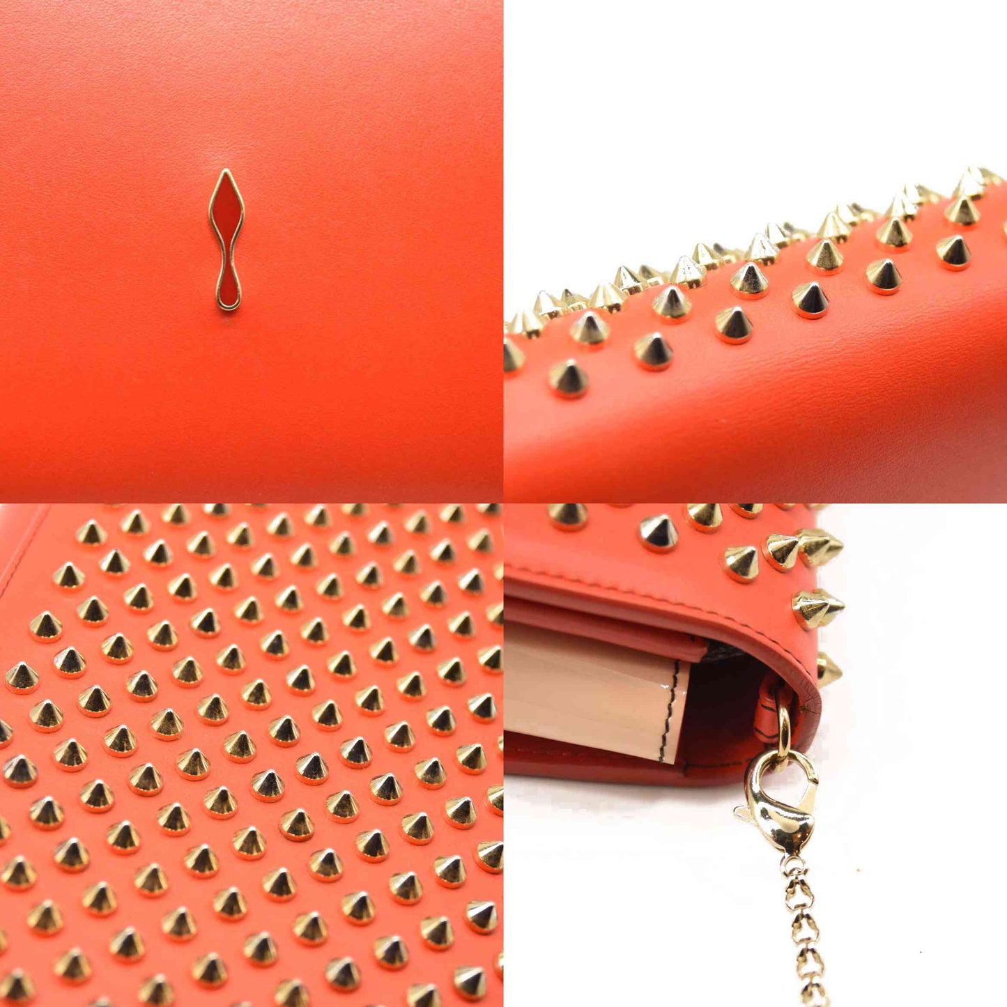 CHRISTIAN LOUBOUTIN Calfskin Spikes Paloma Clutch Red