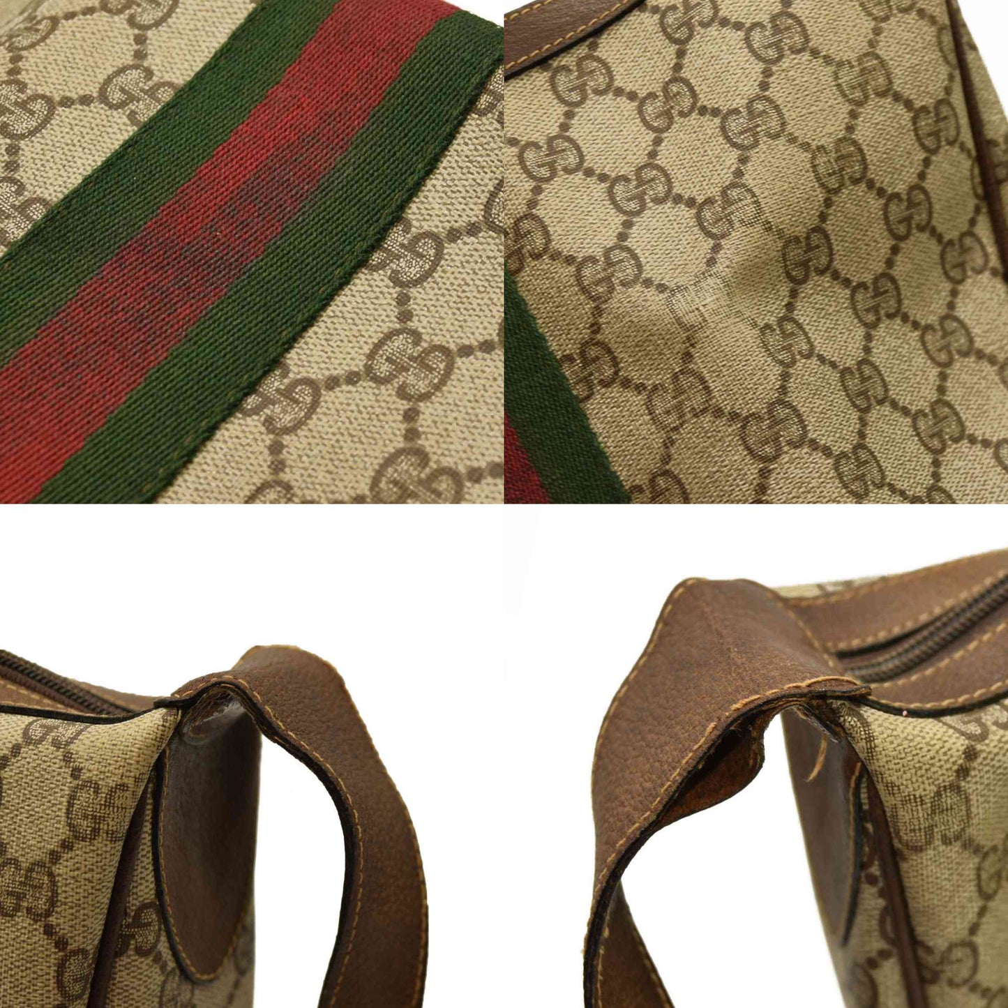 Gucci  GG Supreme Monogram Web Small Ophidia Half Moon Hobo Brown