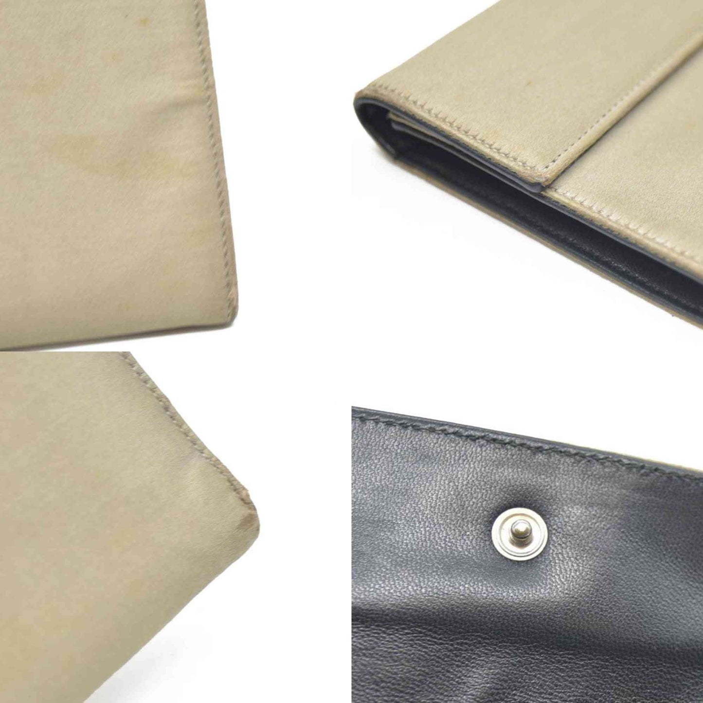 PRADA Logo Plate Nylon Trifold Wallet Beige