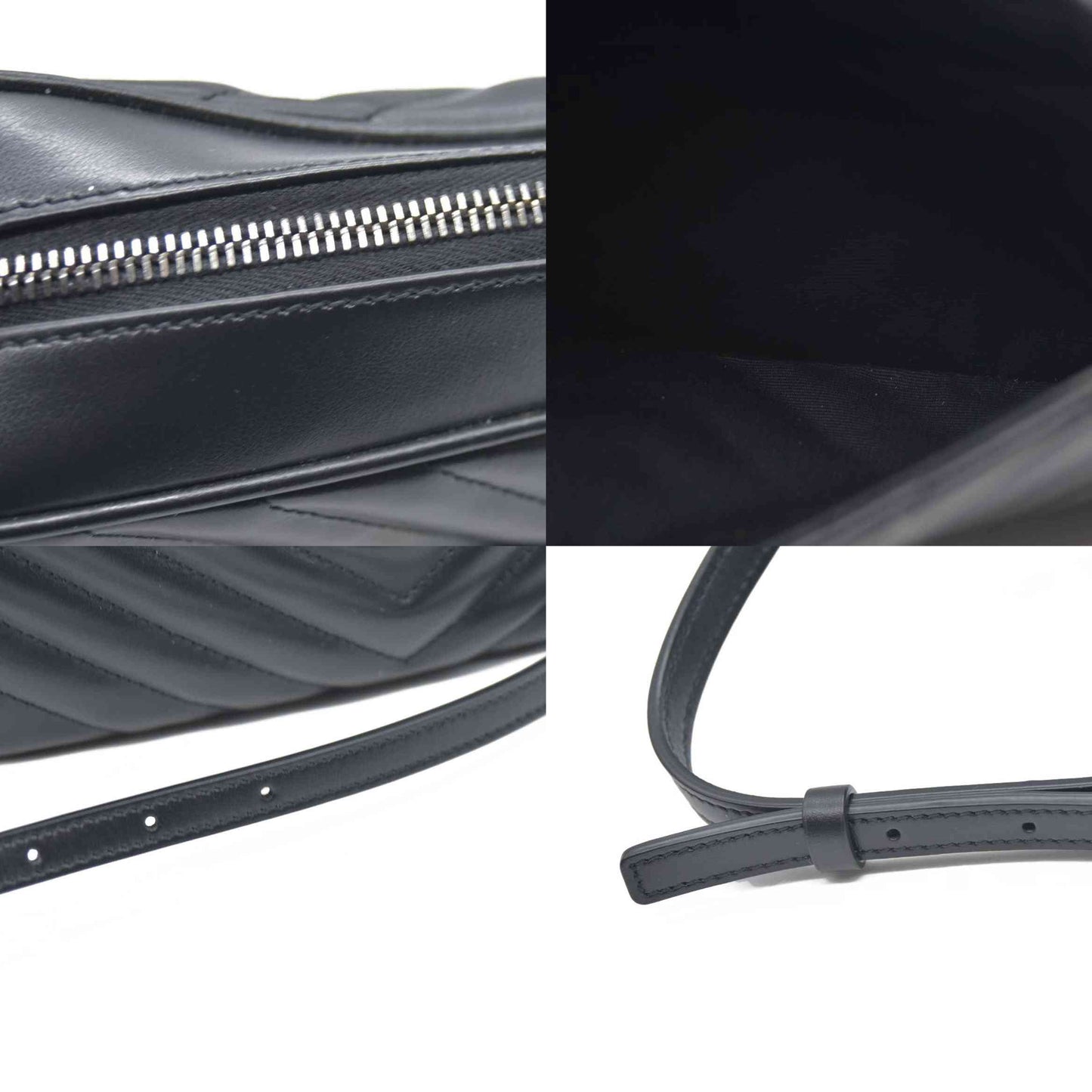 SAINT LAURENT Calfskin Matelasse Monogram Lou Camera Bag Black