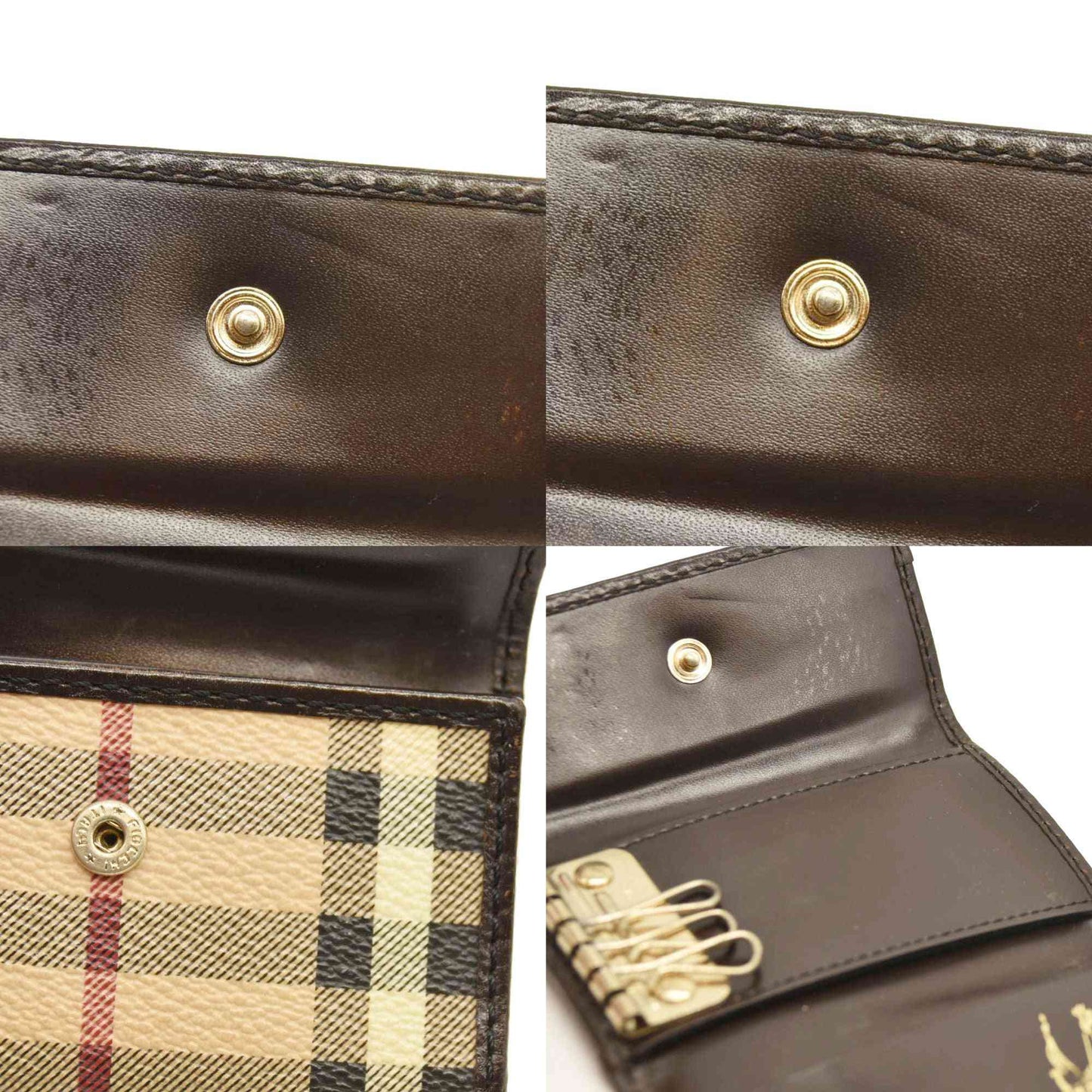 BURBERRY Nova Check PVC 6 Ring Key Case Beige