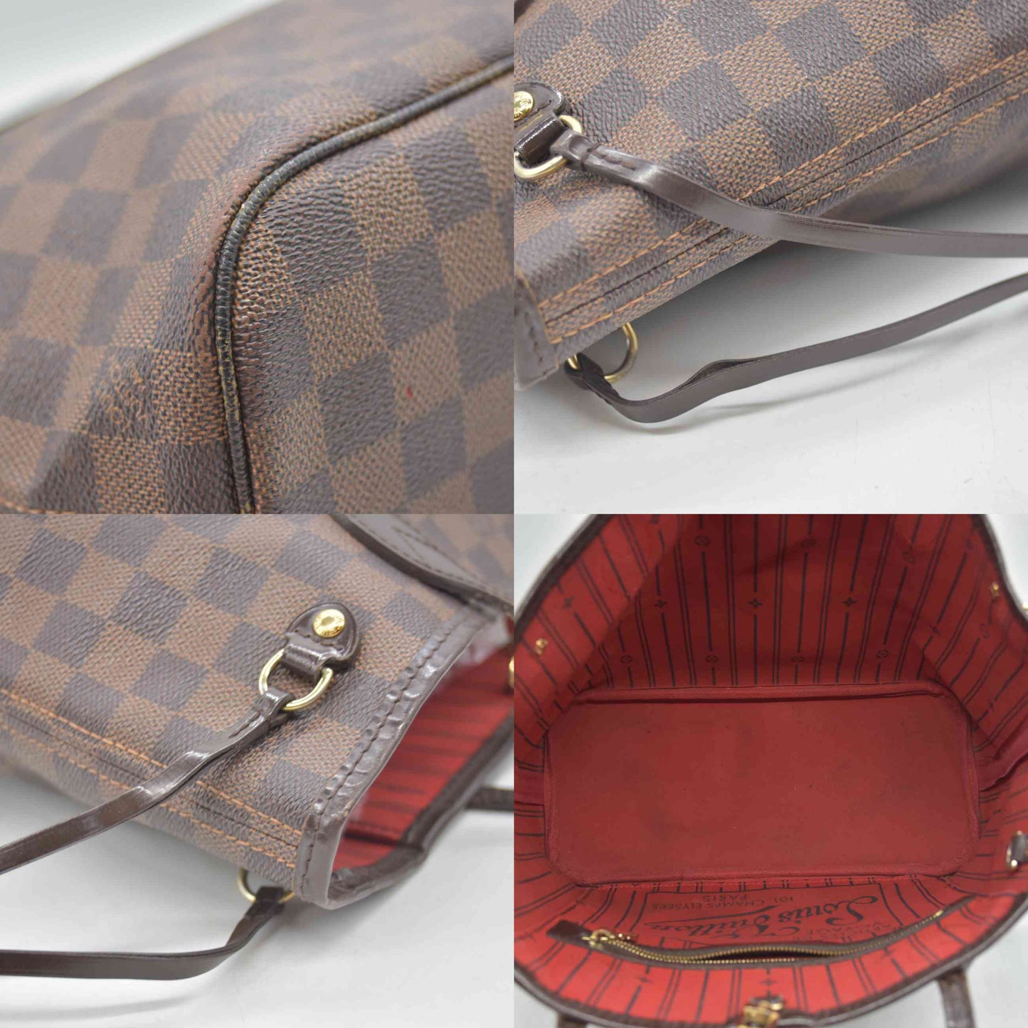 $2160 2009 Louis Vuitton LV Tote Bag Neverfull PM Brown Damier VI1099