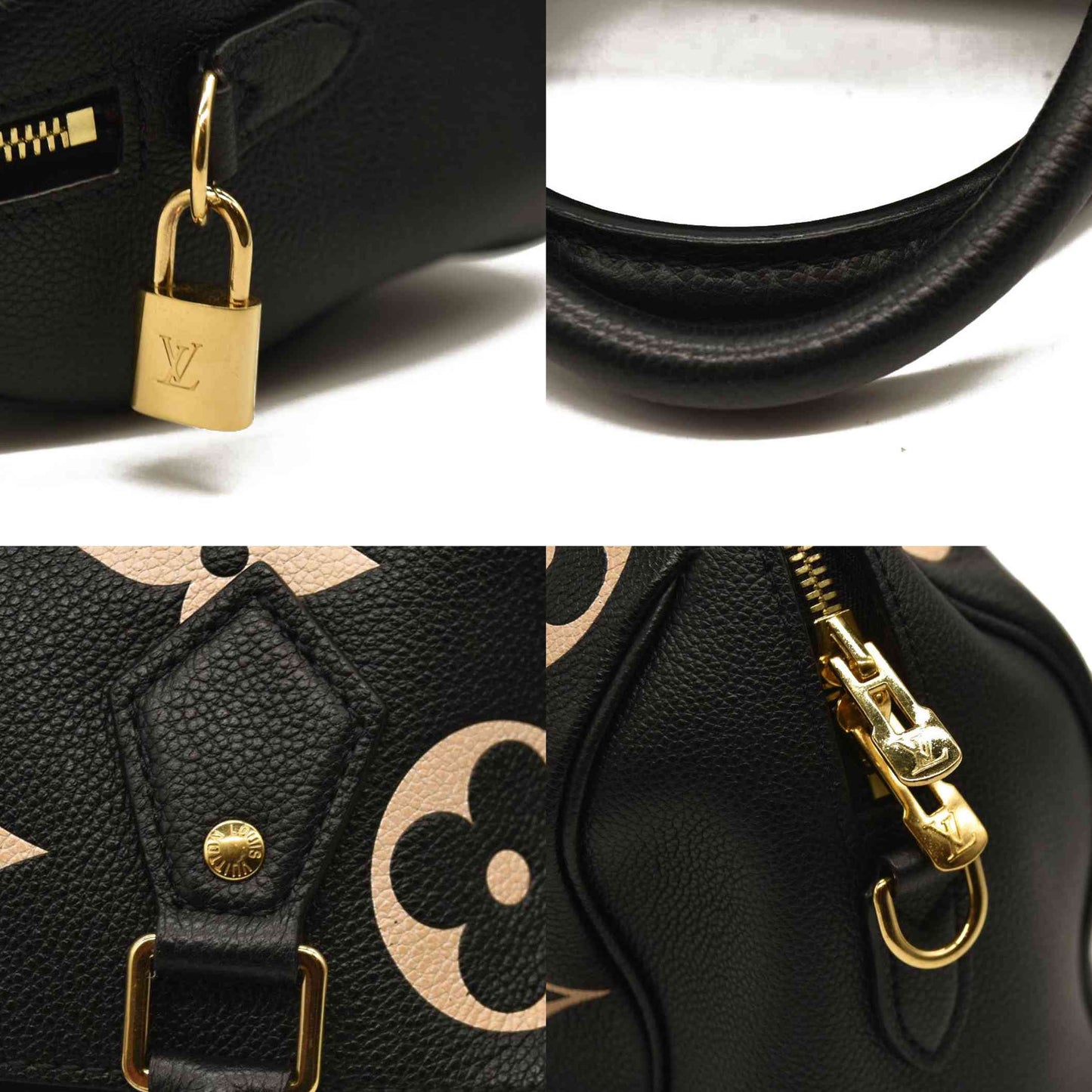 LOUIS VUITTON  Empreinte Monogram Giant Speedy Bandouliere 25 Black Beige RFID