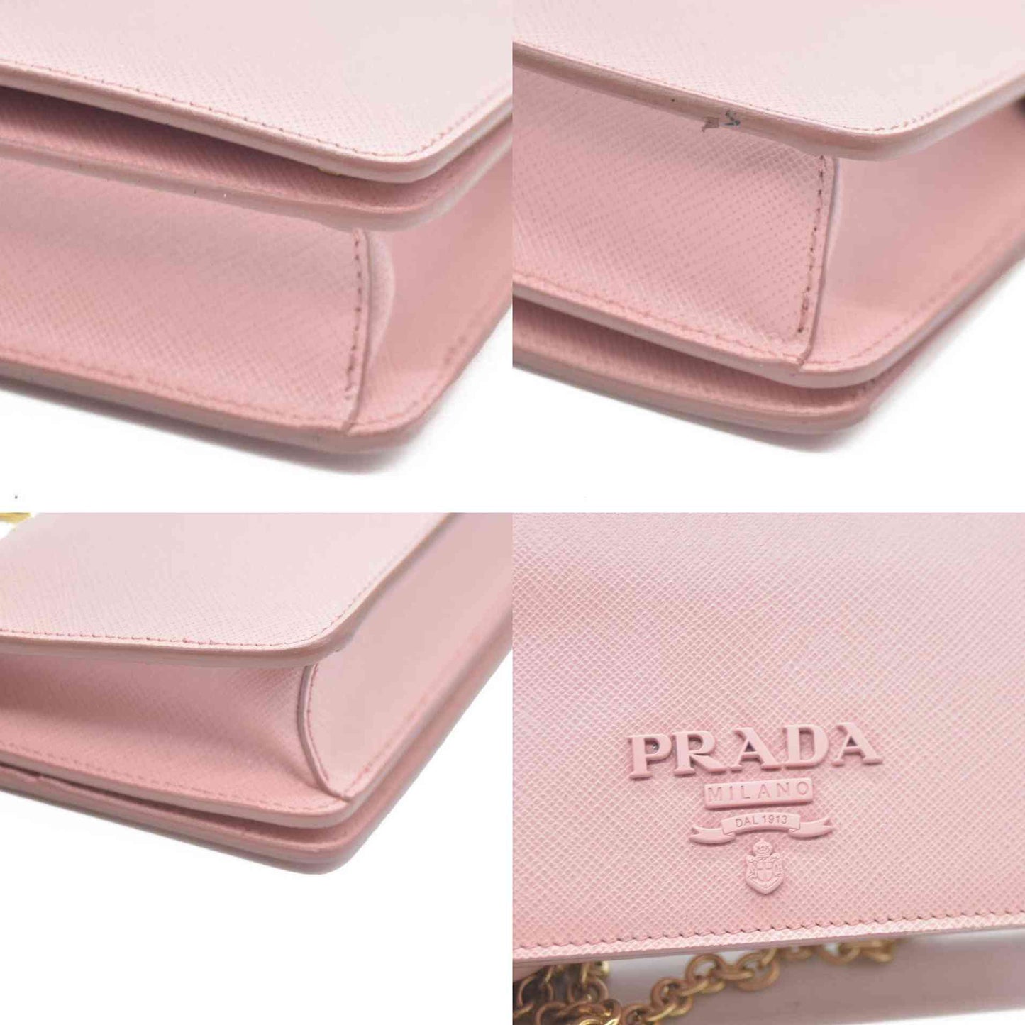 Prada  Saffiano Cahier Chain Wallet Petalo