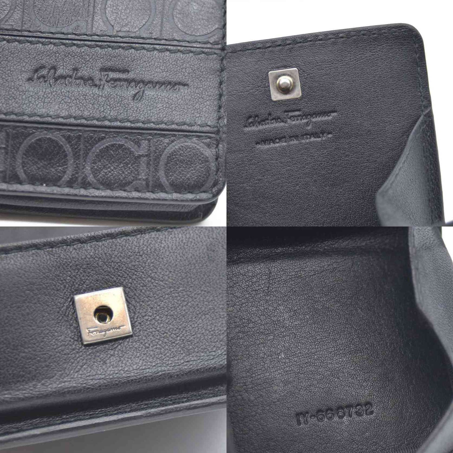 Salvatore Ferragamo Gancini Leather Coin Purse Wallet Black