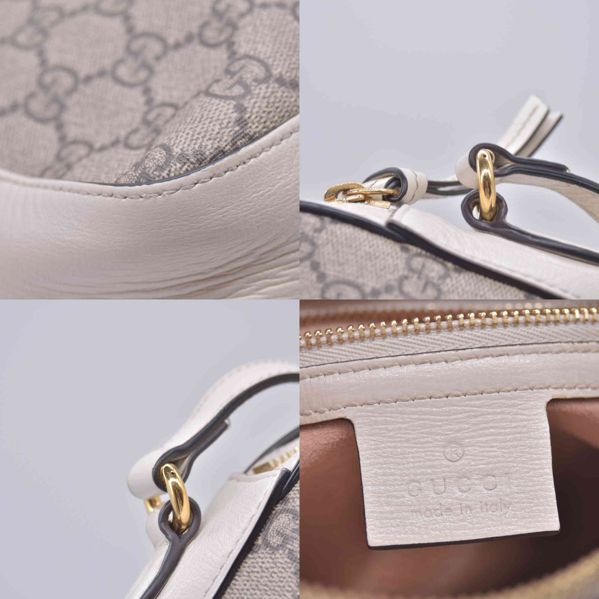 $1650 2021 Gucci GG Supreme Monogram Small Horsebit 1955 Shoulder Bag Beige Mystic White 10020896