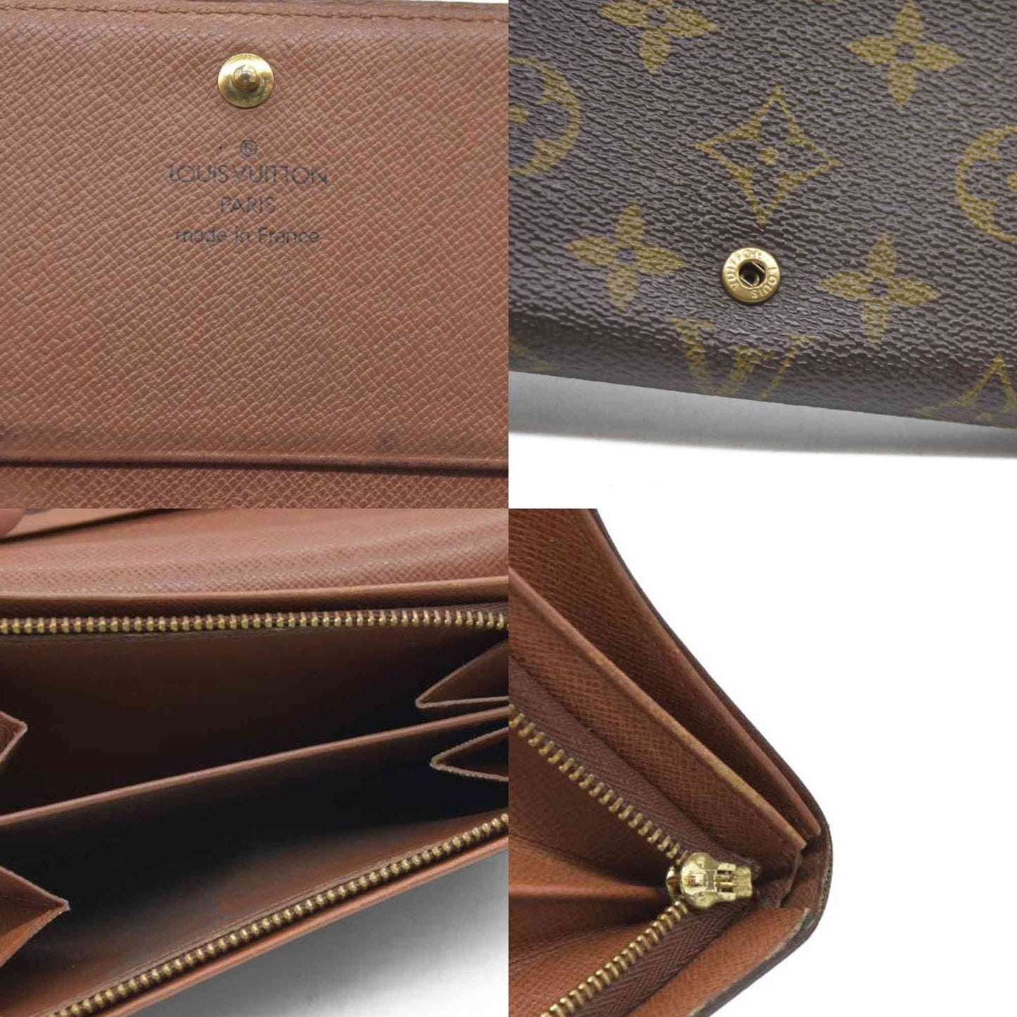 Louis Vuitton Monogram Porte Monnaie Billets Tresor Bifold Wallet Brown MI0985