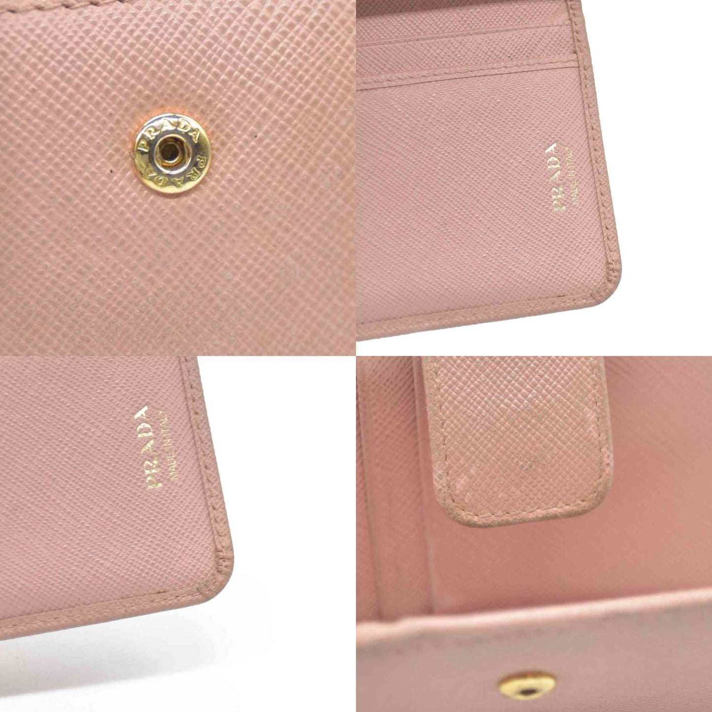 PRADA Saffiano Leather Bifold Wallet Purse Pink