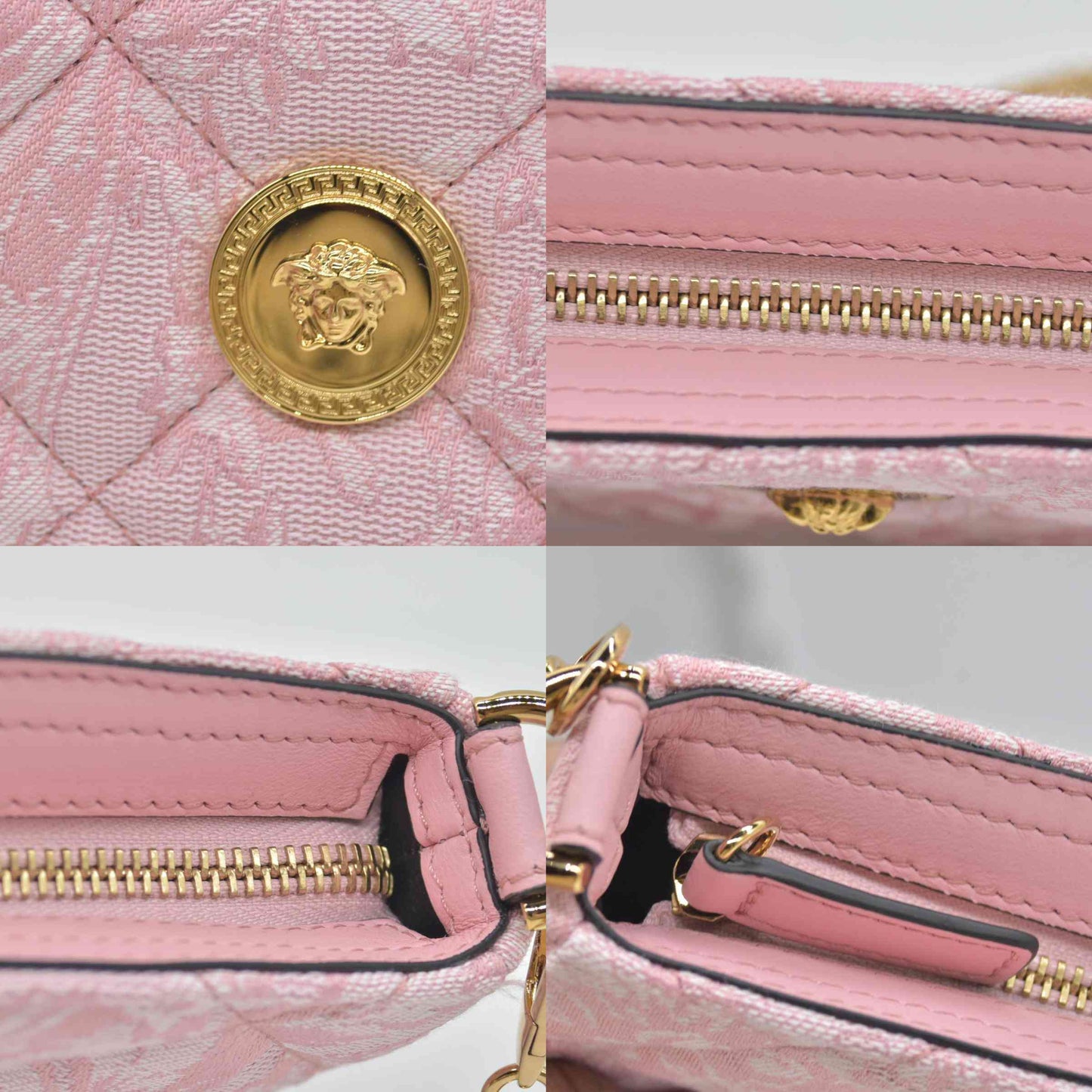 Versace Jacquard Barocco Quilted Medusa Crossbody Pink CONSIGNMENT