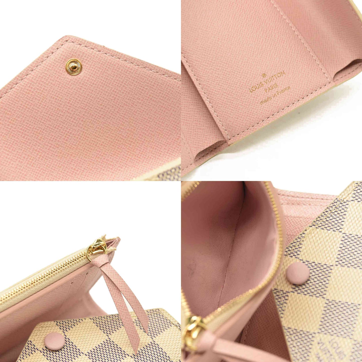 LOUIS VUITTON Damier Azur Victorine Wallet Rose Ballerine  MI5128