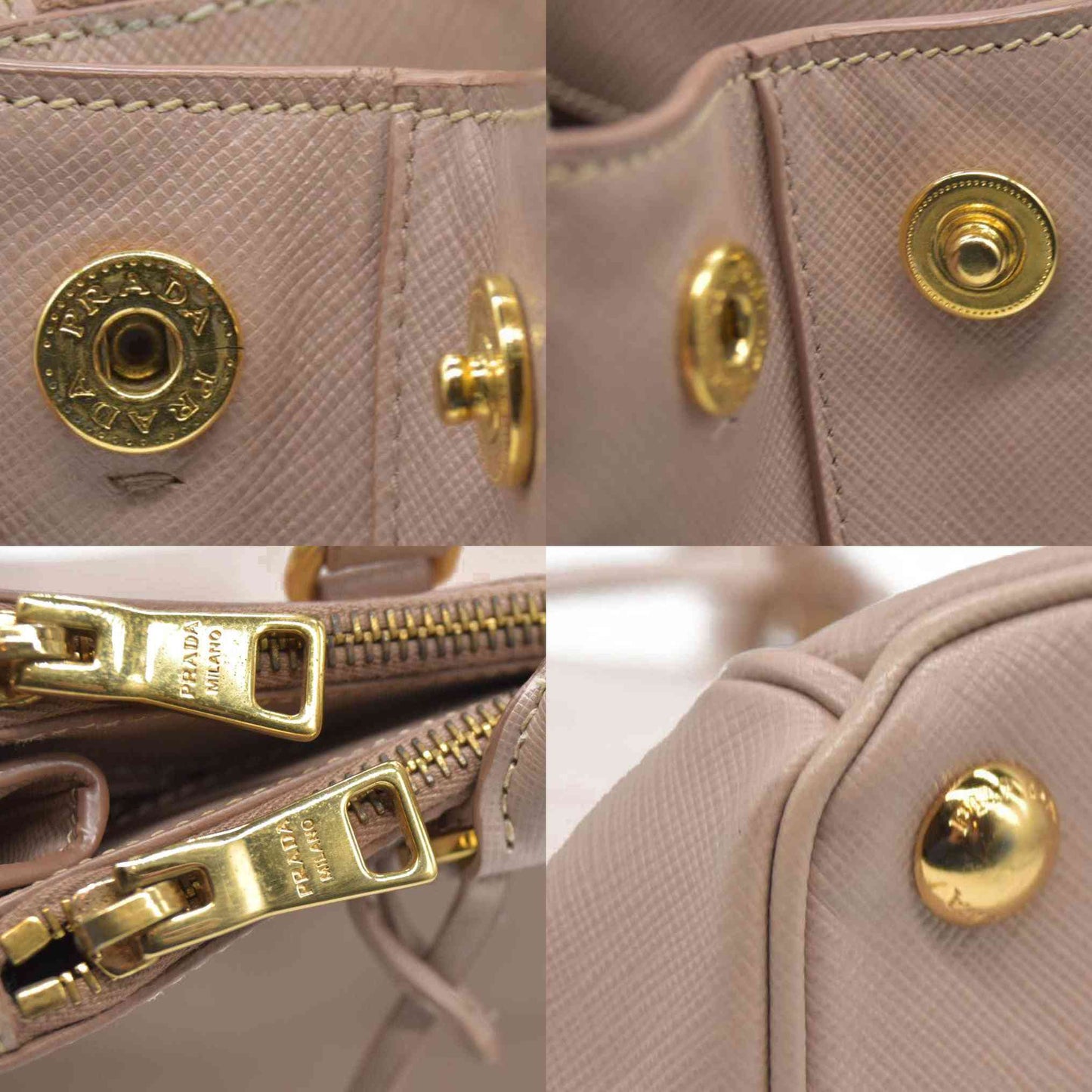 AUCTION $4300 Prada  Saffiano Small Galleria Double Zip Tote Cammeo