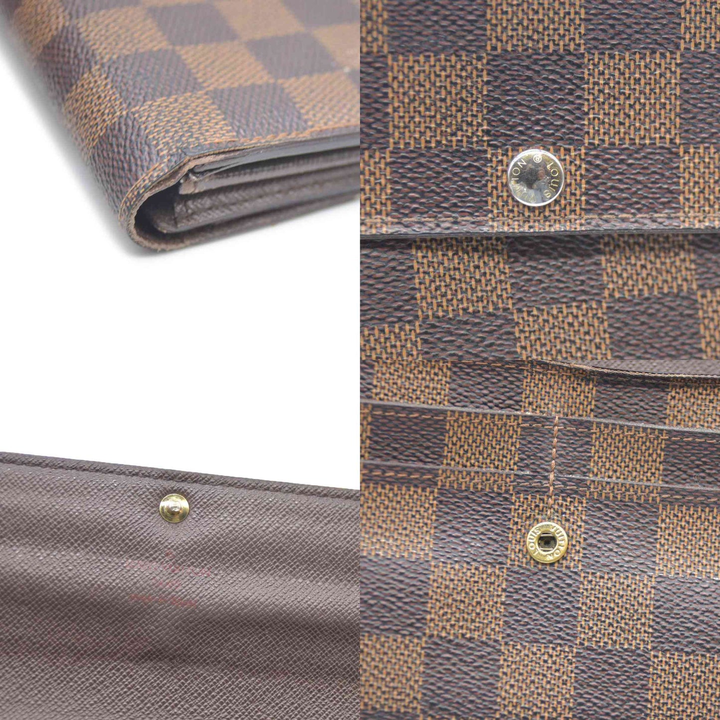 Louis Vuitton Damier Porte Feuille Sarah Long Bifold Wallet Brown CA1110